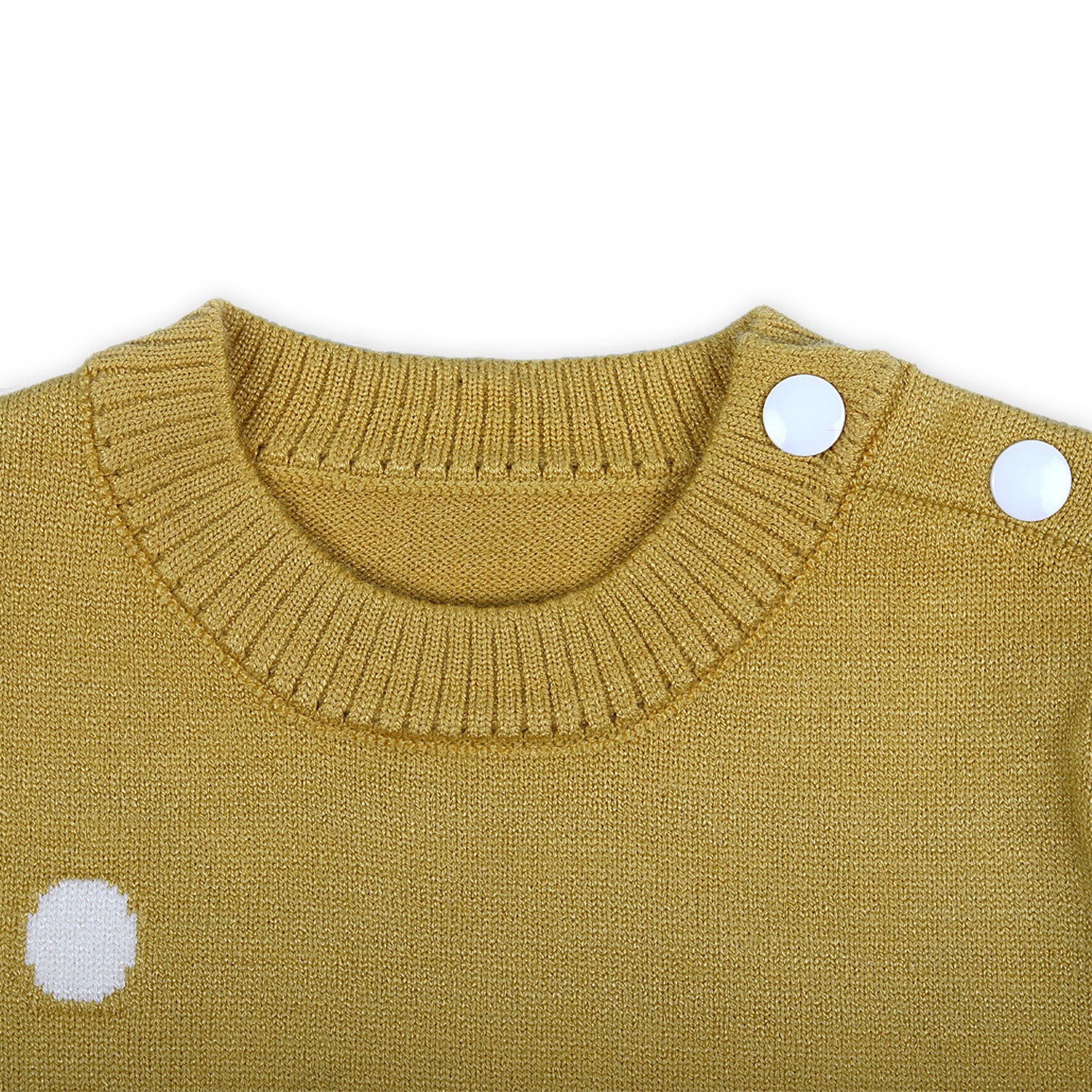 Elephant With 3D Ear Premium Full Sleeves Knitted Sweater - Mustard - Baby Moo