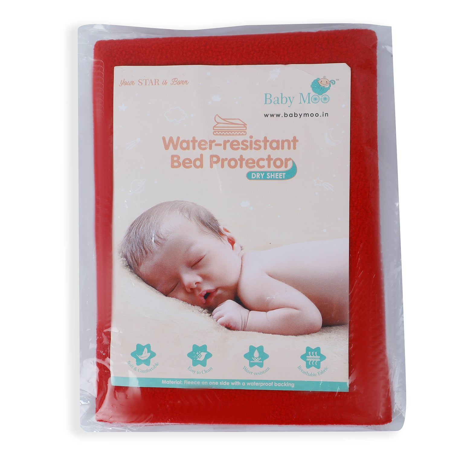 Plain Red Water-Resistant Bed Protector - 3 Sizes - Baby Moo