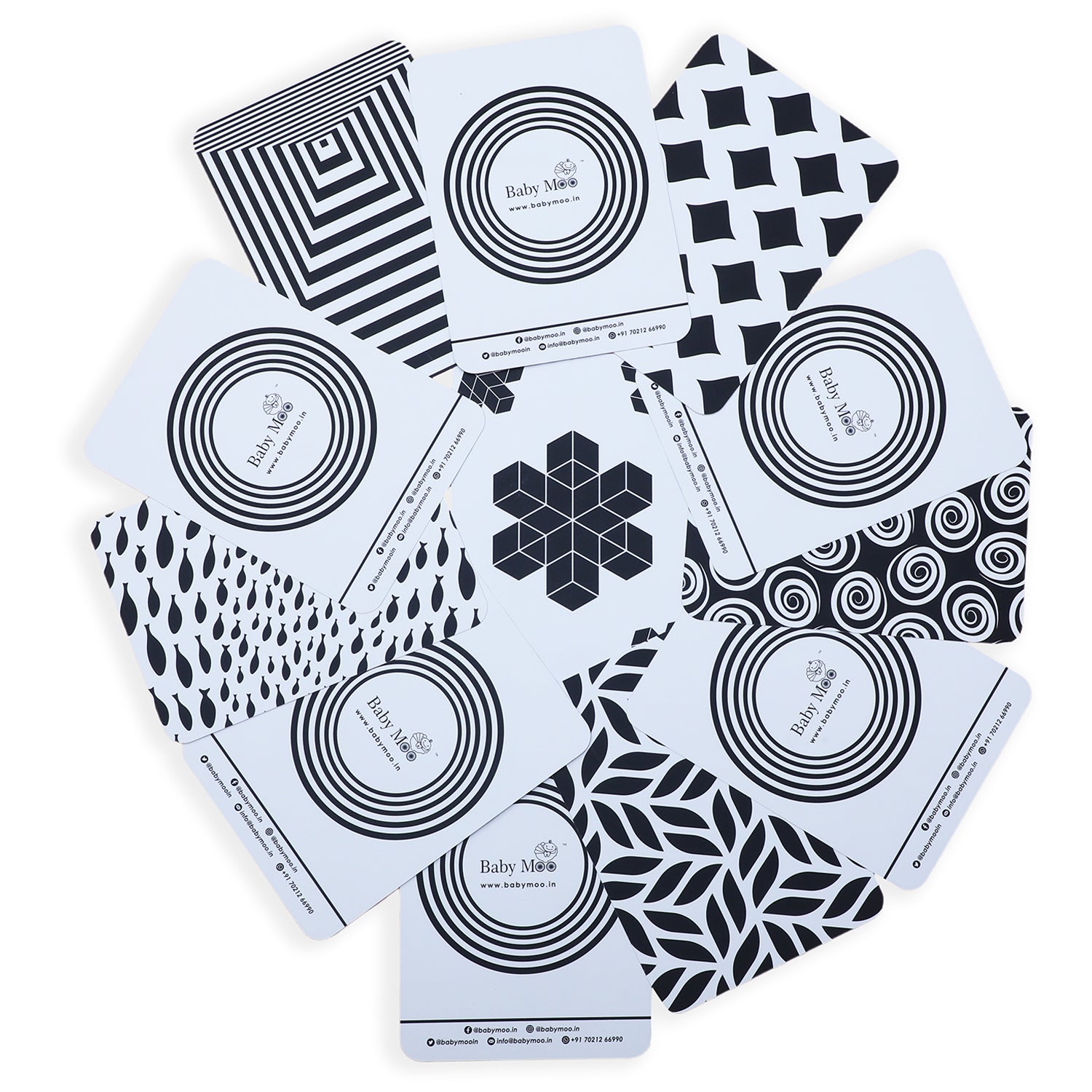 Baby Moo High Contrast Flash Cards Pack of 12 - Patterns - Baby Moo