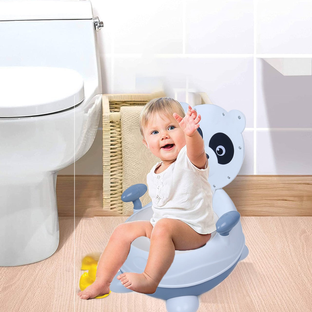Baby Moo Panda Detachable Lid With Handle For Toilet Training Potty Chair - White - Baby Moo
