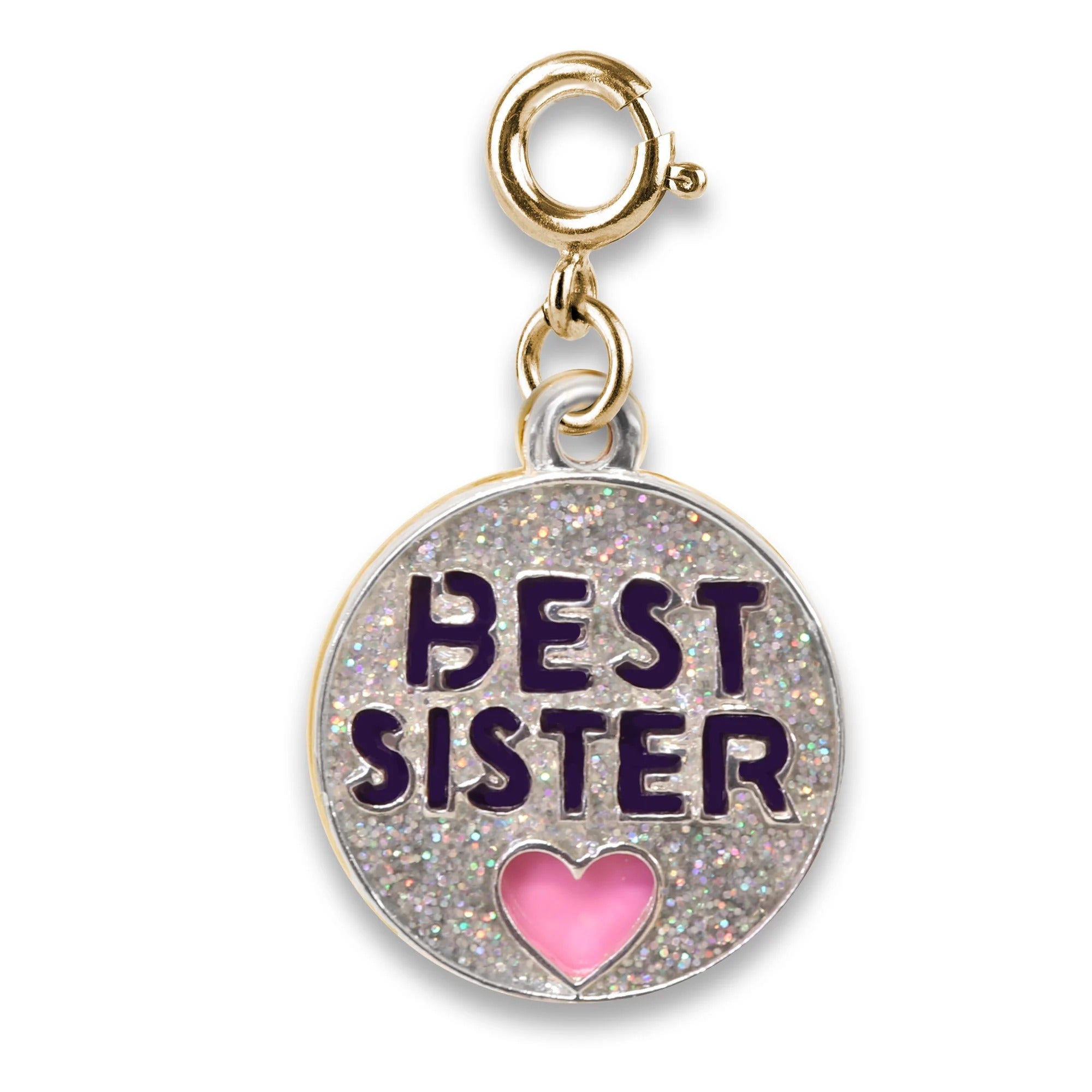 Charmit Gold Glitter Best Sister Charm - Silver - Baby Moo