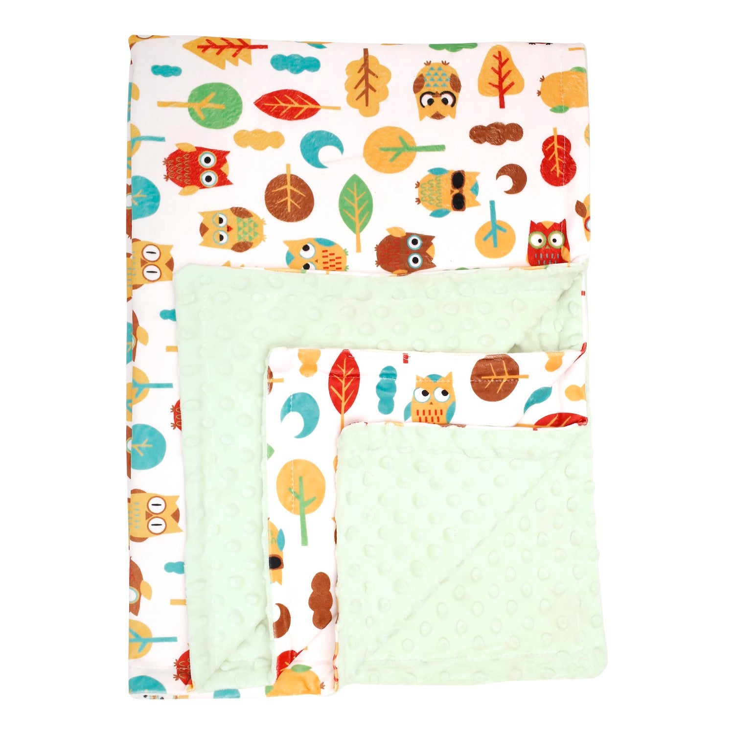 Owls In The Forest Green Blanket