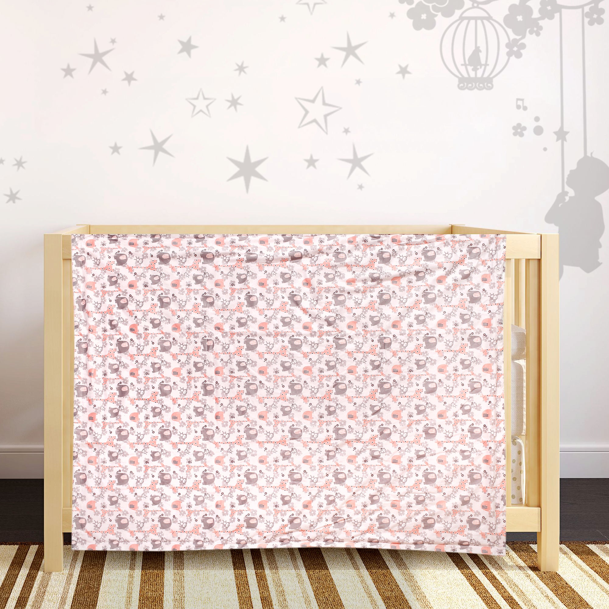 Animal Pink Bubble Blanket - Baby Moo