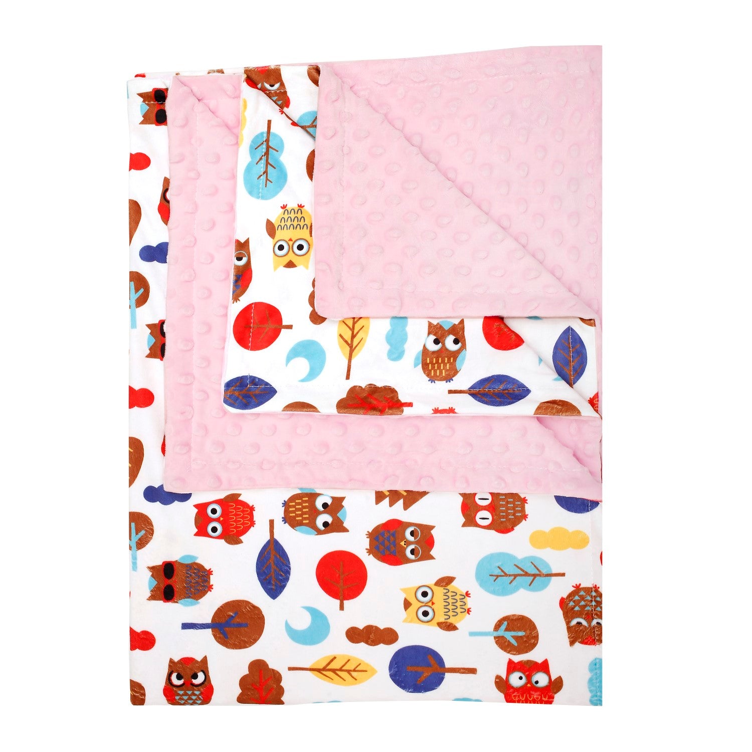 Owl Pink And White Bubble Blanket - Baby Moo