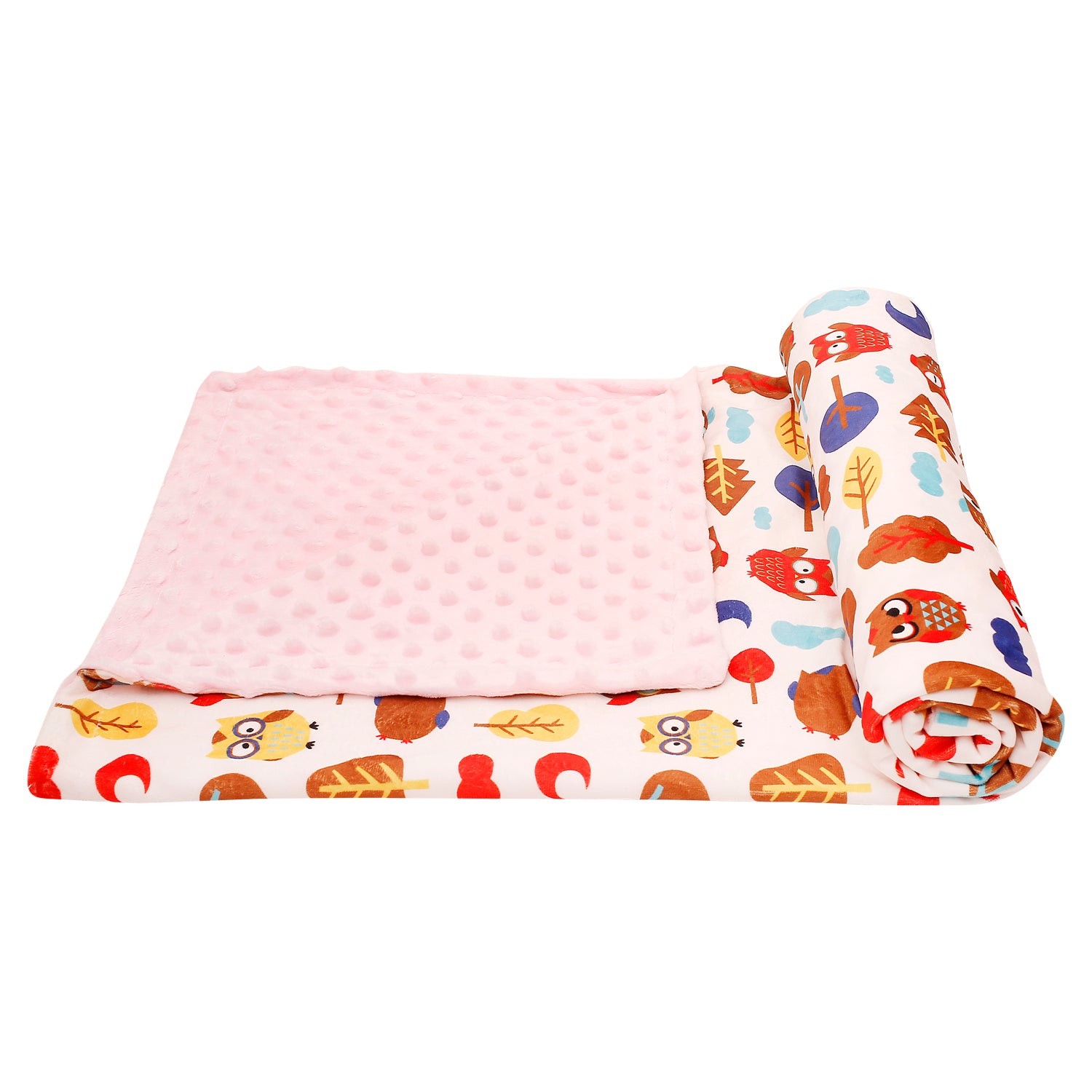 Owl Pink And White Bubble Blanket - Baby Moo