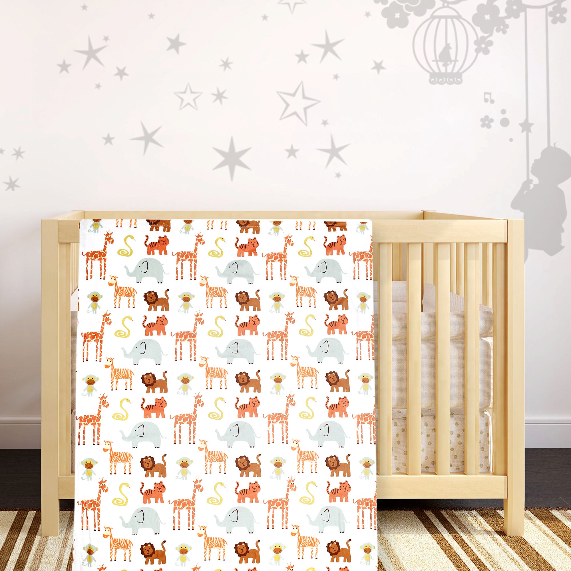 Animal Kingdom White And Brown Blanket - Baby Moo