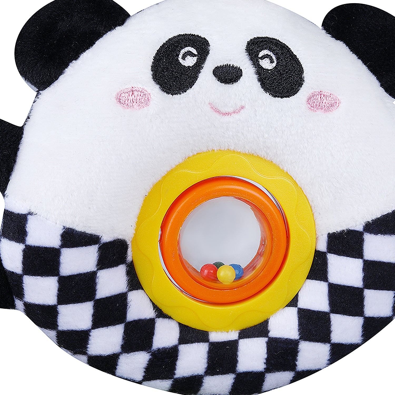 Panda Stroller Crib Hanging Plush Rattle Toy With Teether - Black - Baby Moo