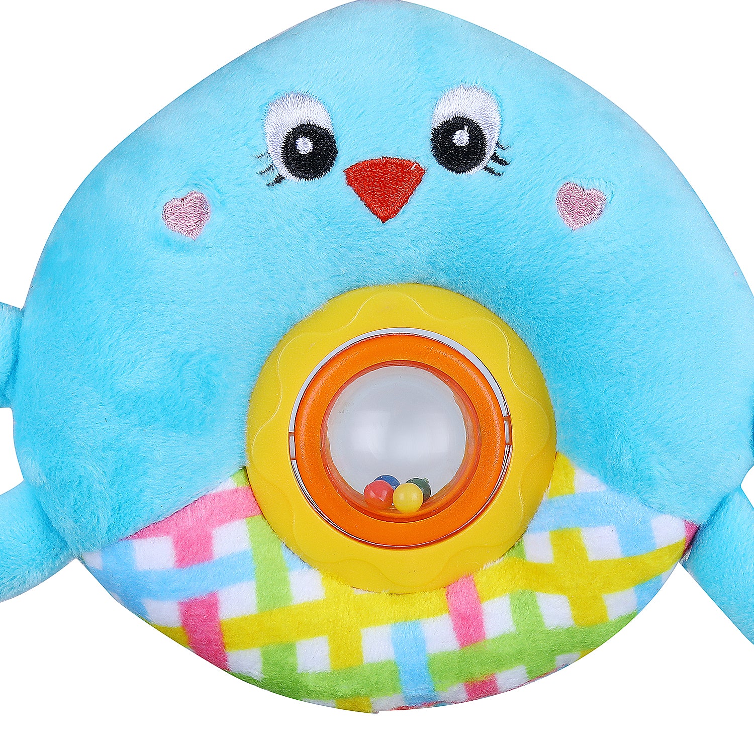 Bird Stroller Crib Hanging Plush Rattle Toy With Teether - Blue - Baby Moo