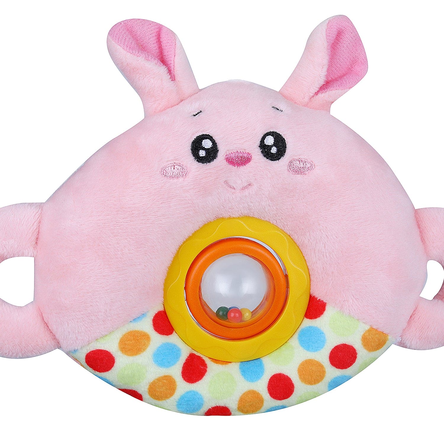 Bunny Stroller Crib Hanging Plush Rattle Toy With Teether - Pink - Baby Moo