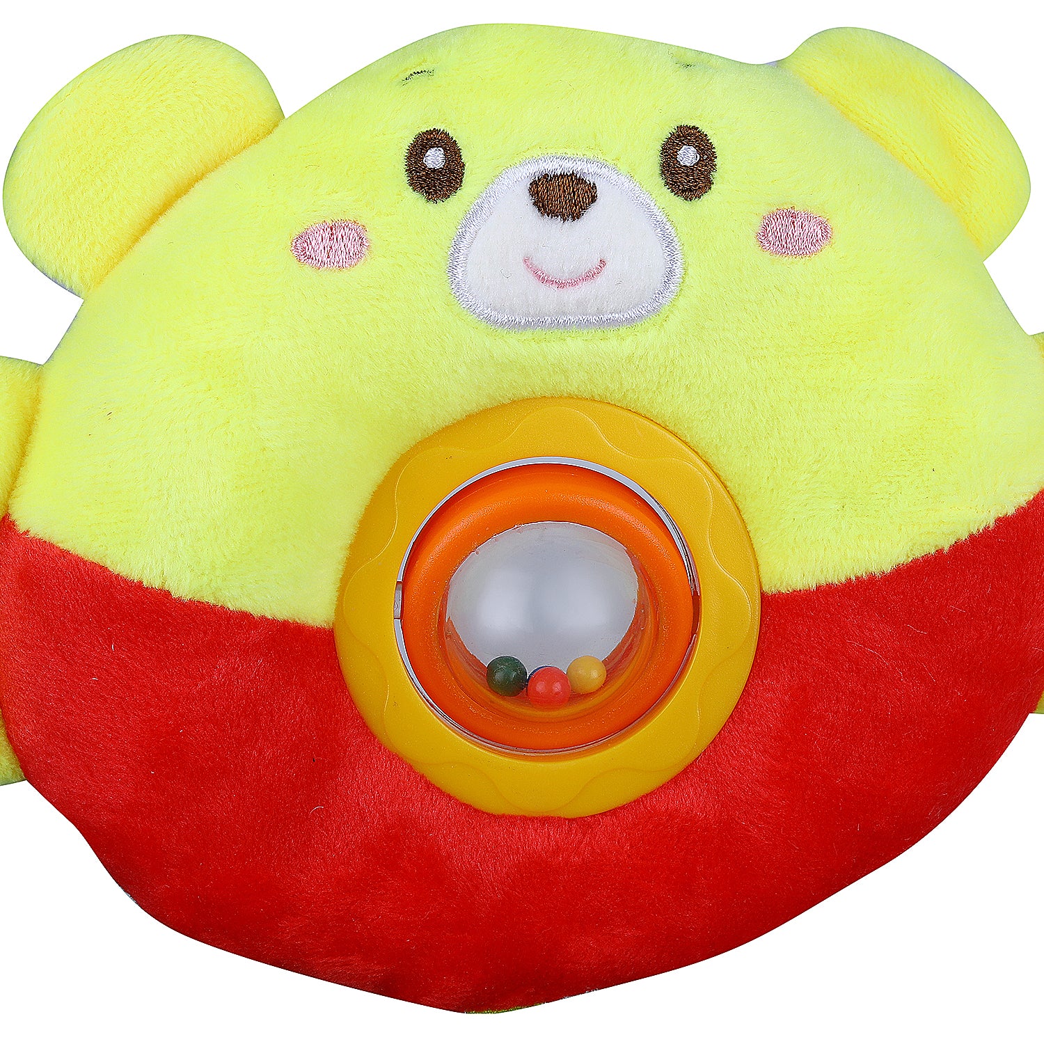 Bear Stroller Crib Hanging Plush Rattle Toy With Teether - Yellow - Baby Moo