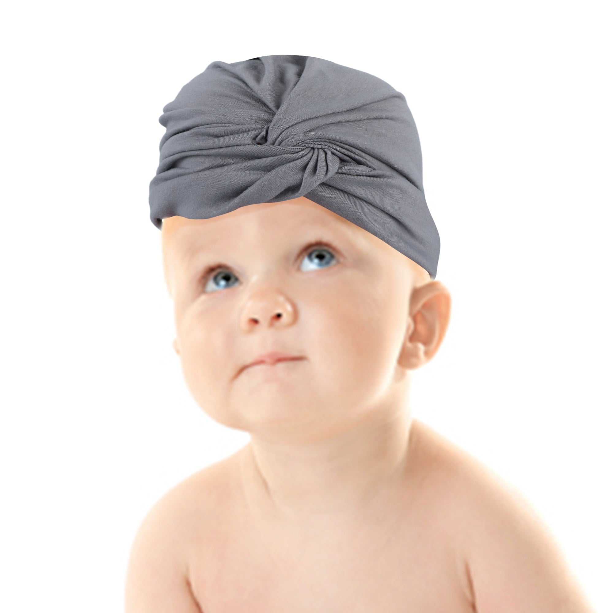 Cute Knotted Turban Cap Infant Beanie - Grey - Baby Moo