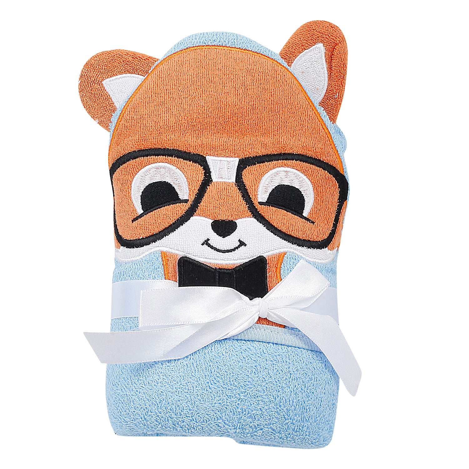 Nerdy Fox Blue Hooded Towel - Baby Moo