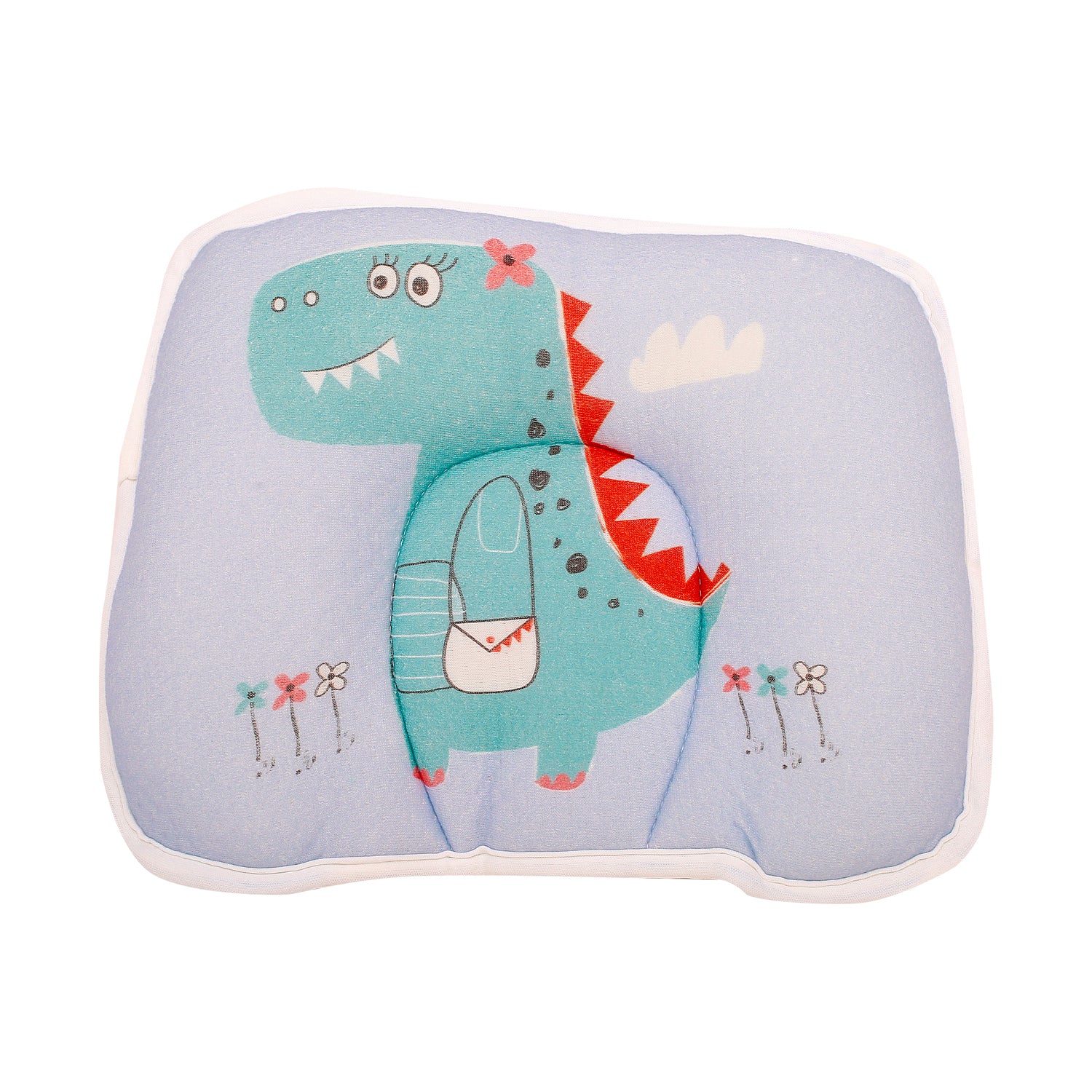 Dino Blue Cotton Baby Pillow - Baby Moo