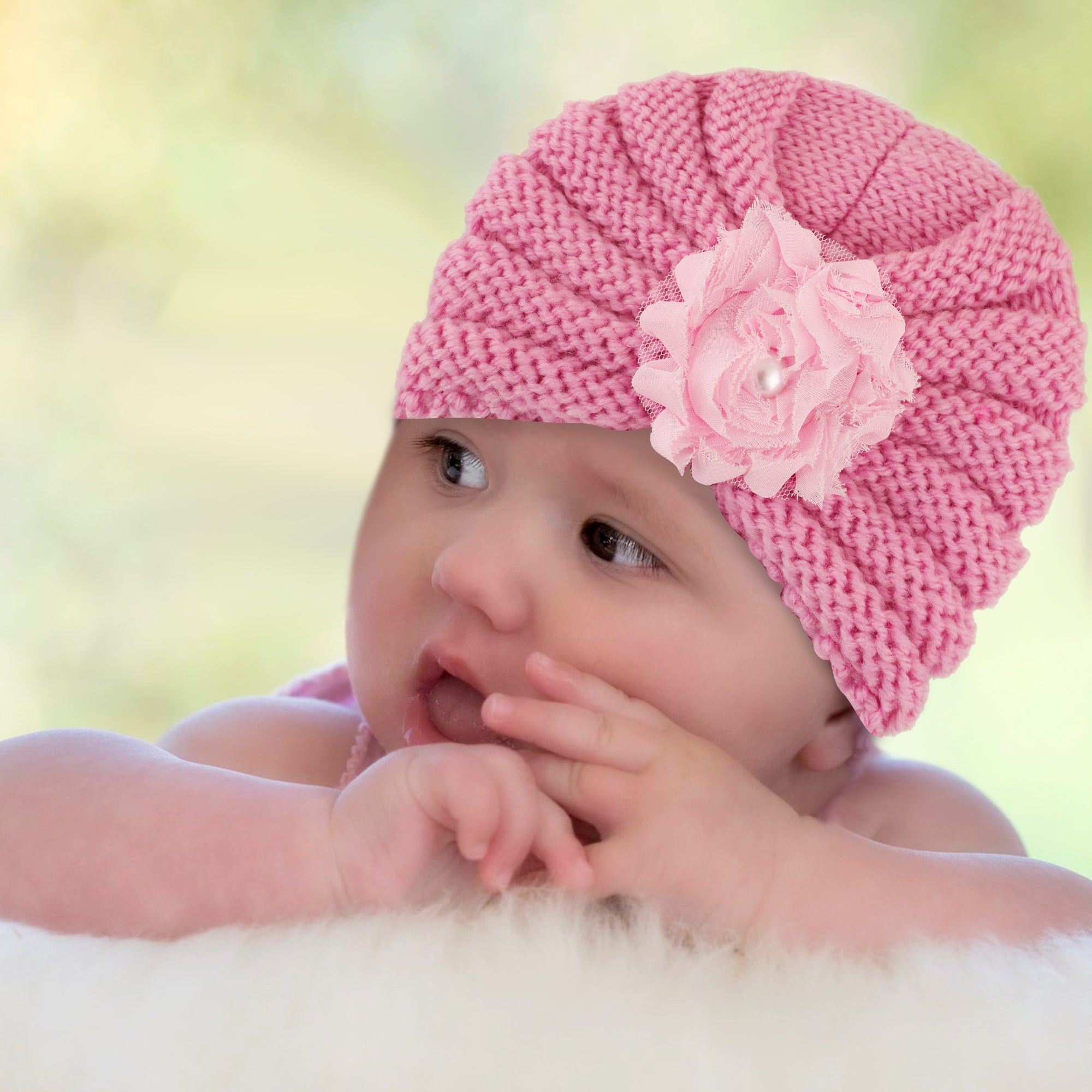 Floral Pink Turban Cap
