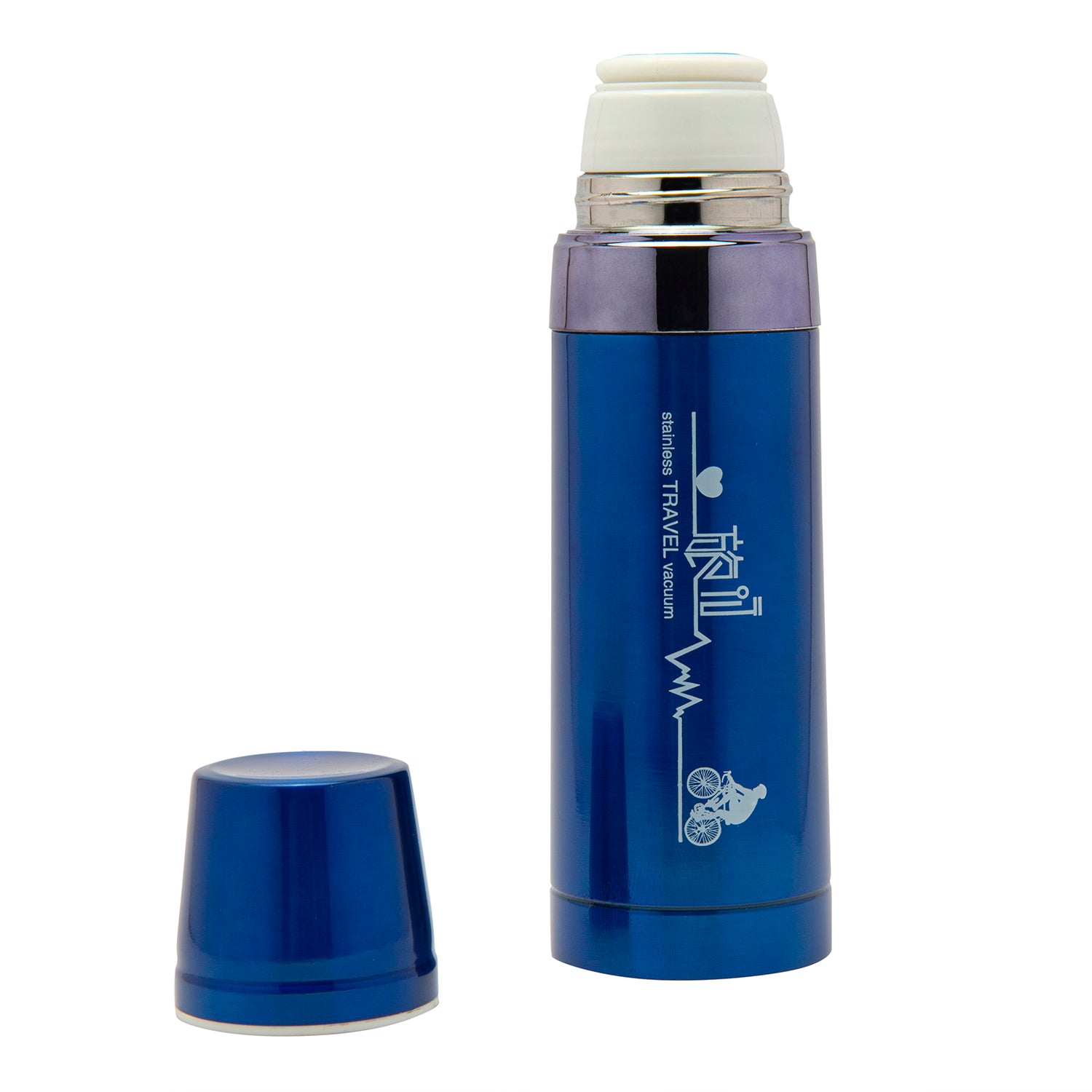 World Traveller Metallic Blue 600 ml Stainless Steel Flask - Baby Moo
