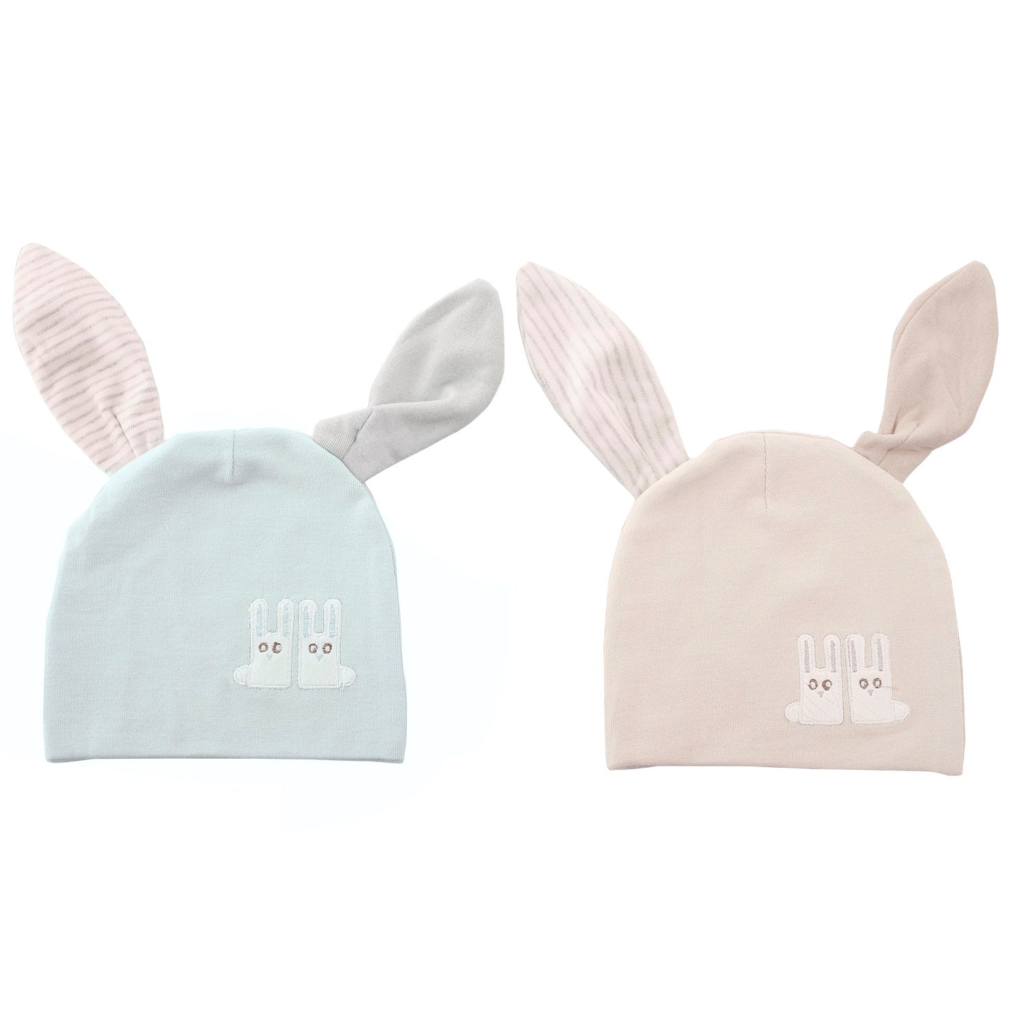 Big Bunny Ears Blue And Cream 2 Pk Cap - Baby Moo