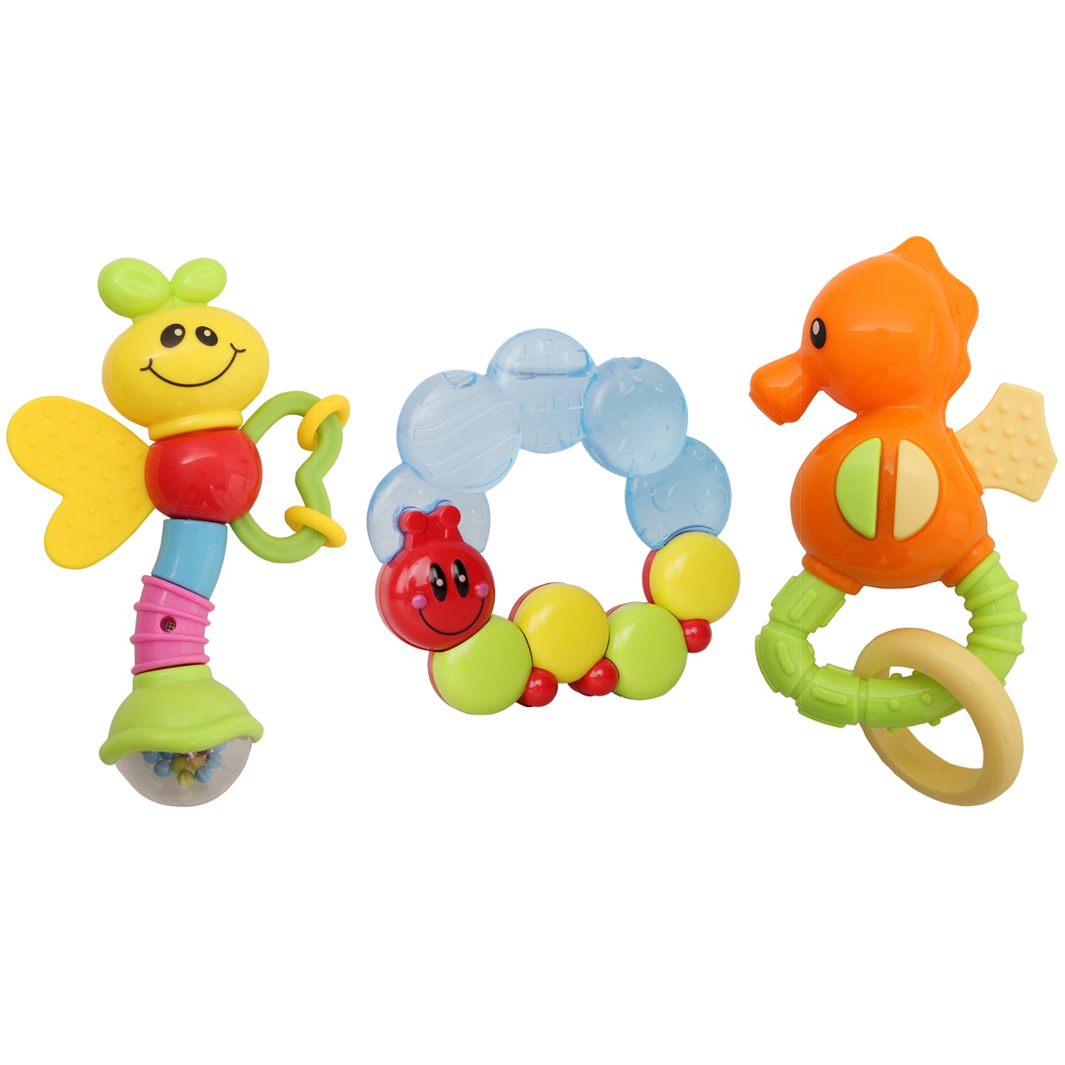 Butterfly Caterpillar Multicolour Set of 3 Rattle Teether - Baby Moo