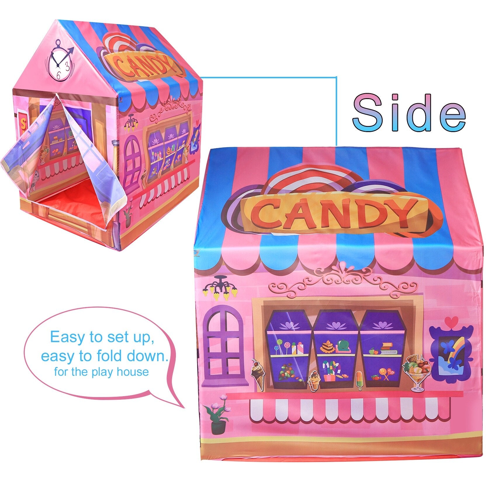 Playtime Foldable Tent House Candy Shop - Pink
