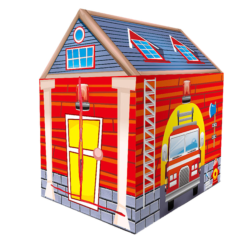 Playtime Foldable Tent House Fire Station - Red - Baby Moo