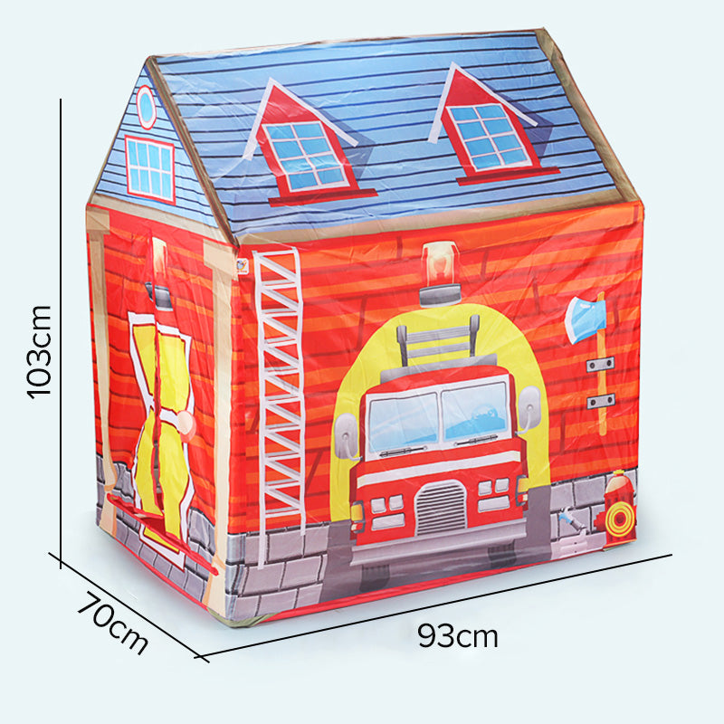 Playtime Foldable Tent House Fire Station - Red