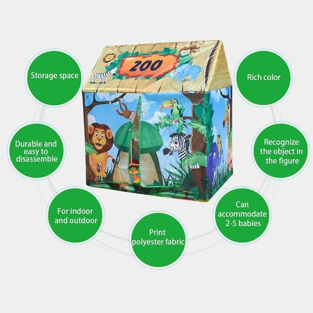 Playtime Foldable Tent House Zoo - Green - Baby Moo