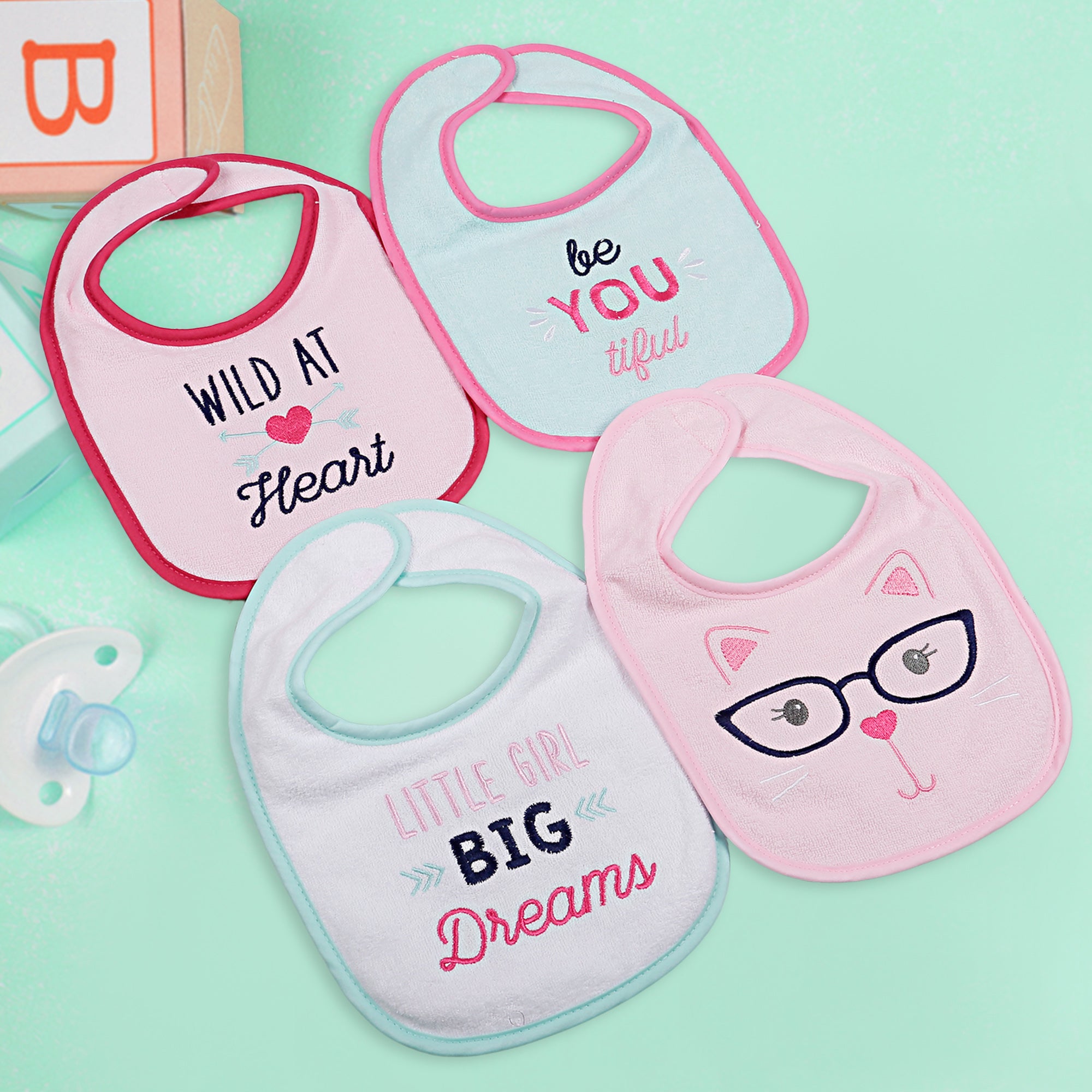 Feeding Bibs Pack Of 4 Little Girl Big Dreams Multicolour - Baby Moo