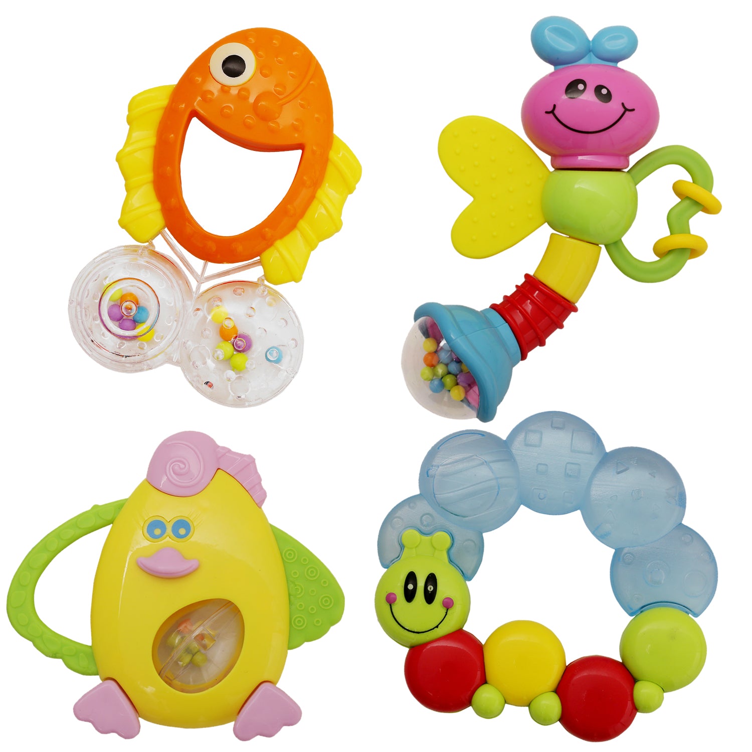 Animal Multicolour Set of 4 Musical Rattle Toys With Light - Baby Moo
