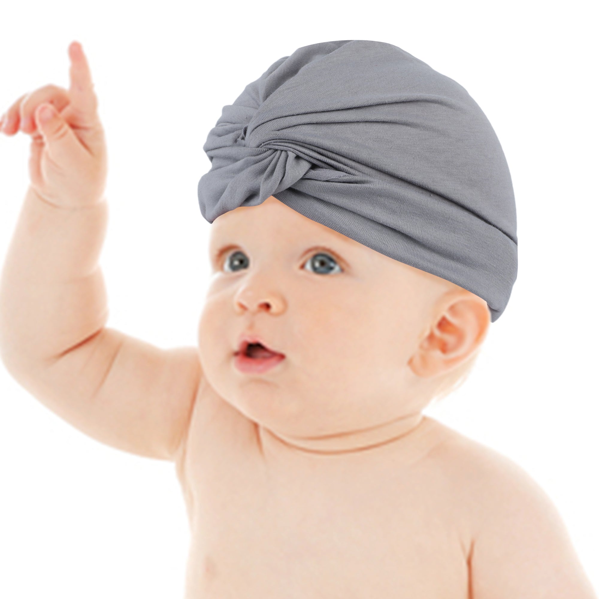 Cute Knotted Turban Cap Infant Beanie - Grey
