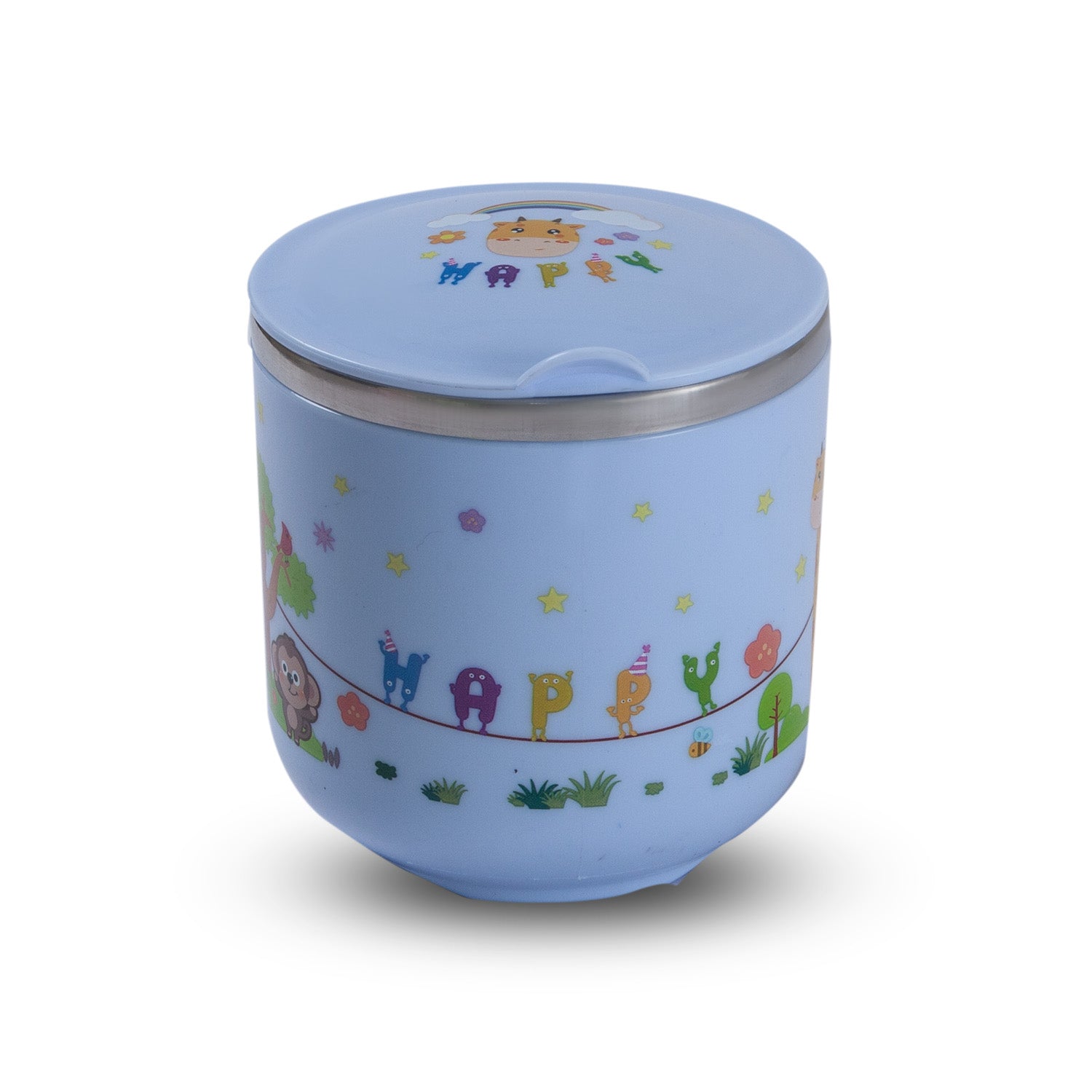 Stainless Steel Water Cup with Lid Happy Monkey - Blue - Baby Moo