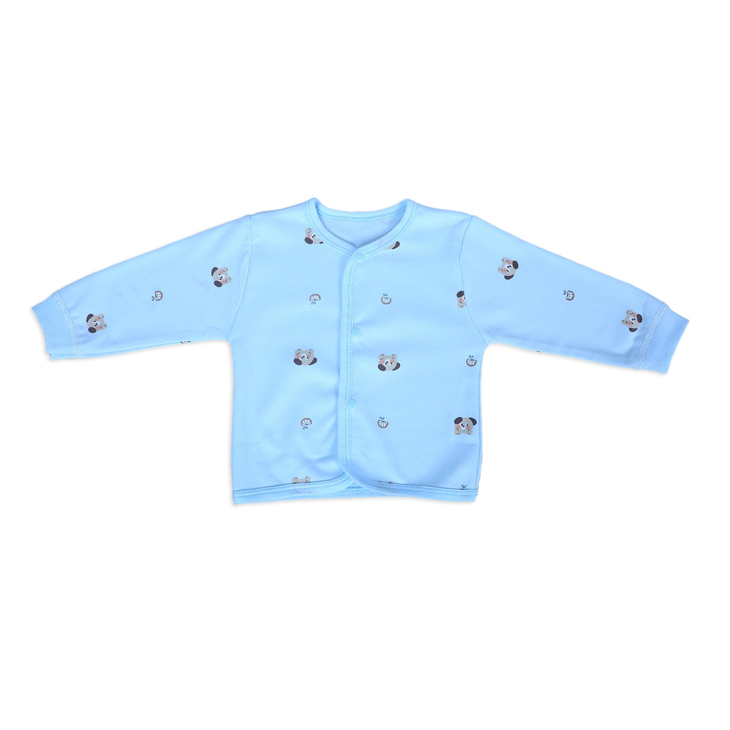 Cute Puppy Full Sleeves 2 Piece Buttoned Pyjama Set Night Suit - Blue - Baby Moo