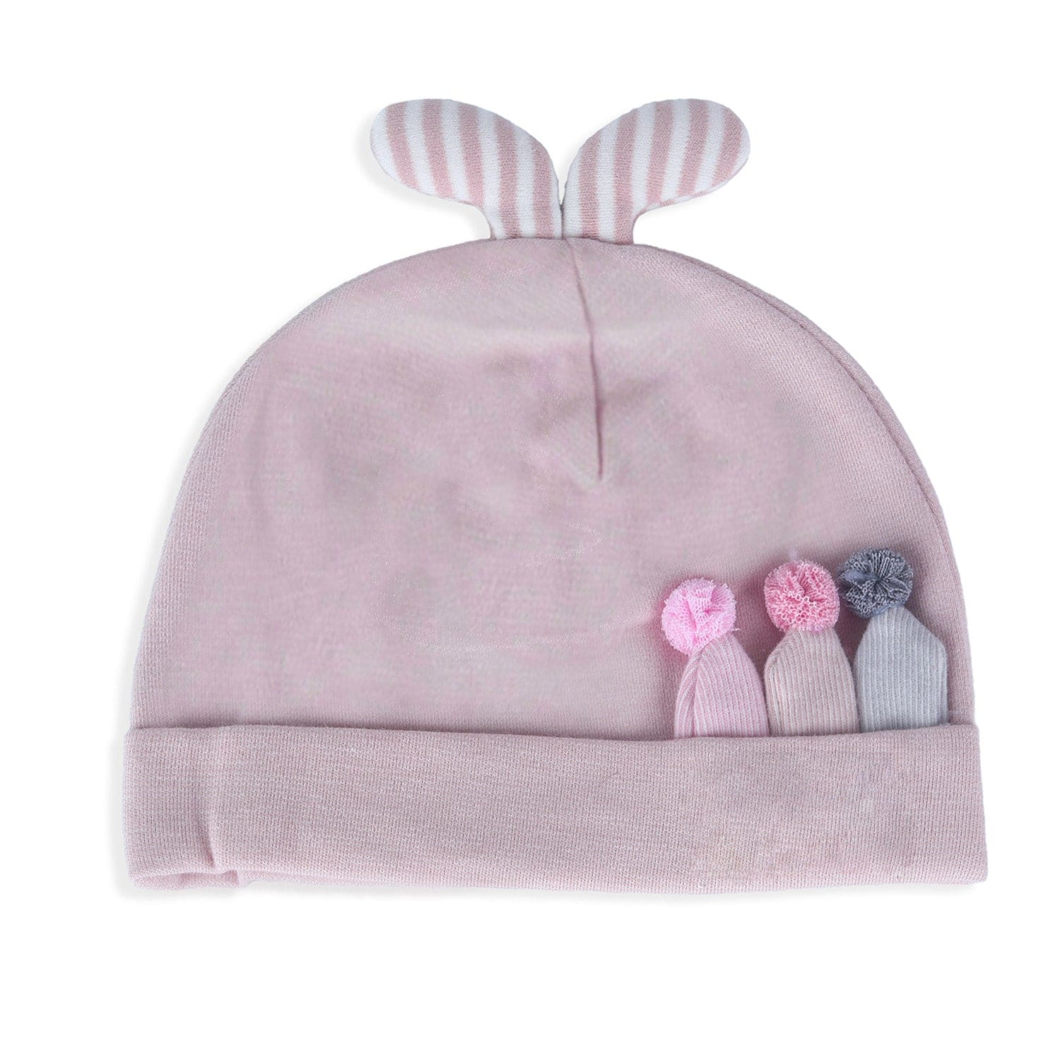 Baby Moo Bunny 3D Ears Infant Beanie Cap - Pink - Baby Moo