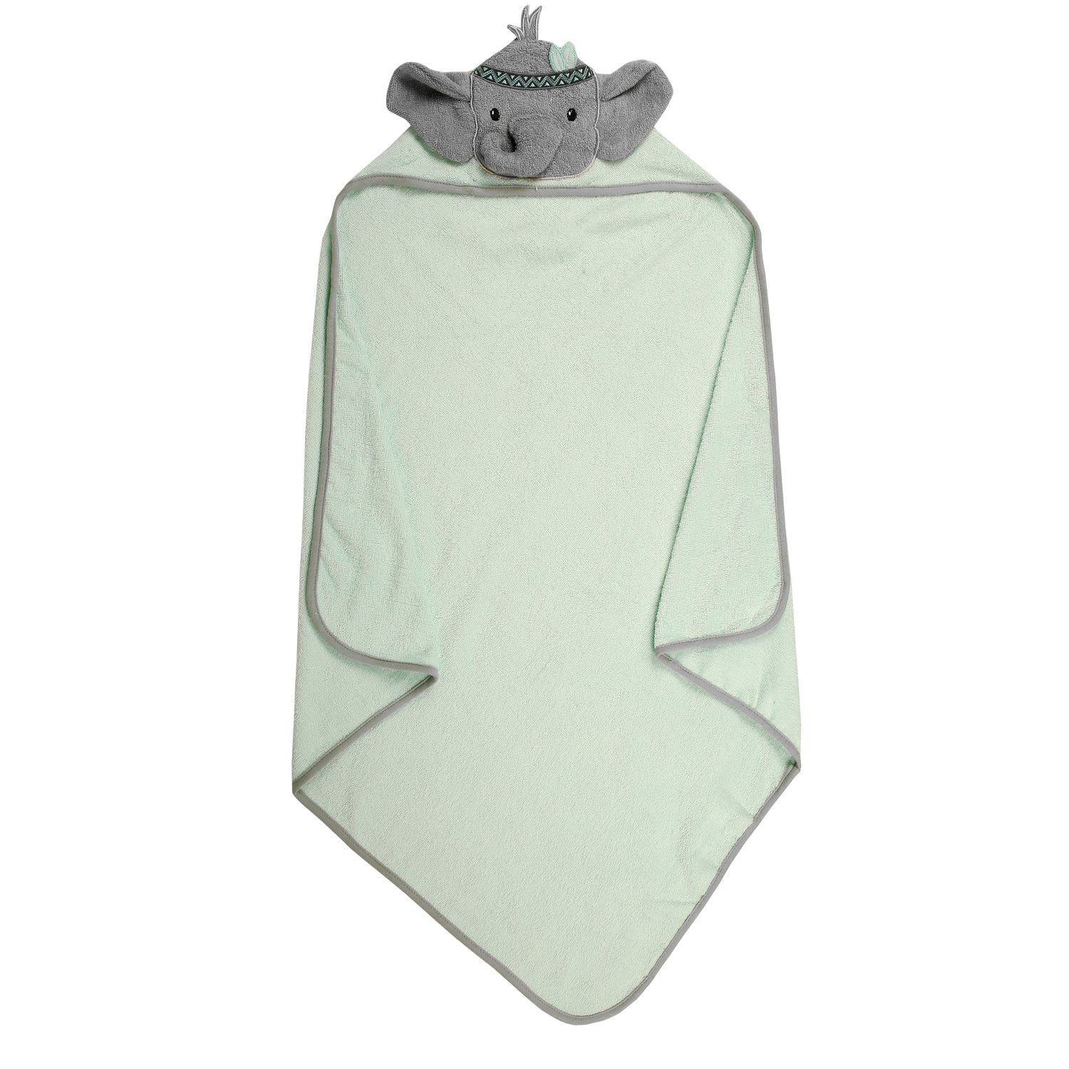 Tribal Elephant Mint Green Hooded Towel