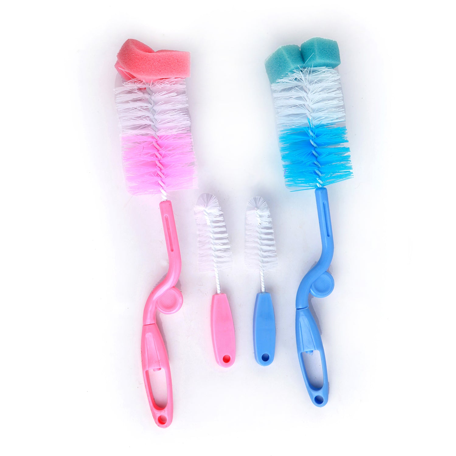 Twist And Turn Pink And Blue 2 Bottle And 2 Nipple Cleaning Brush Set of 4 - Baby Moo
