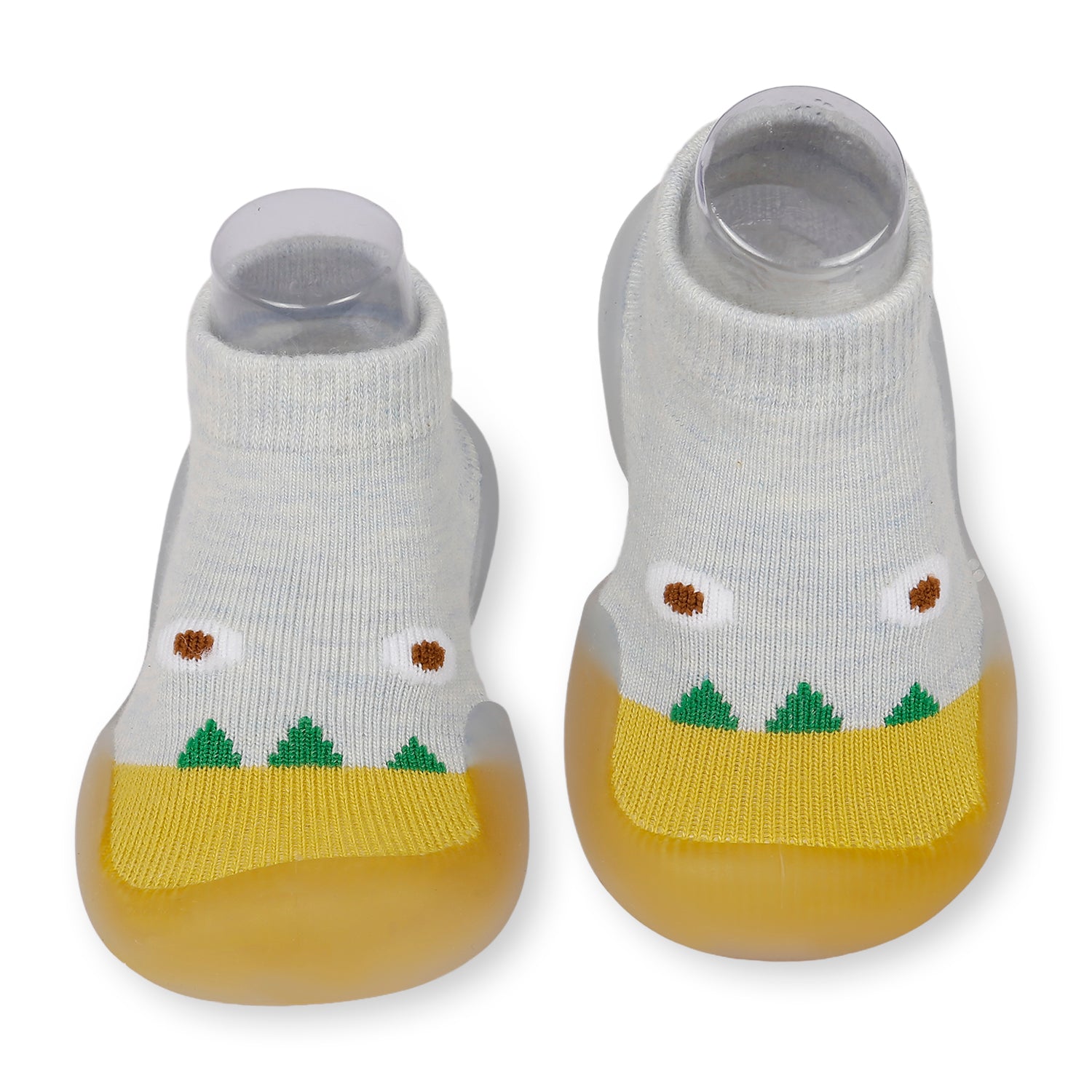 Cute Eye Anti-Skid Slip-On Rubber Sole Shoes - Grey, Yellow - Baby Moo