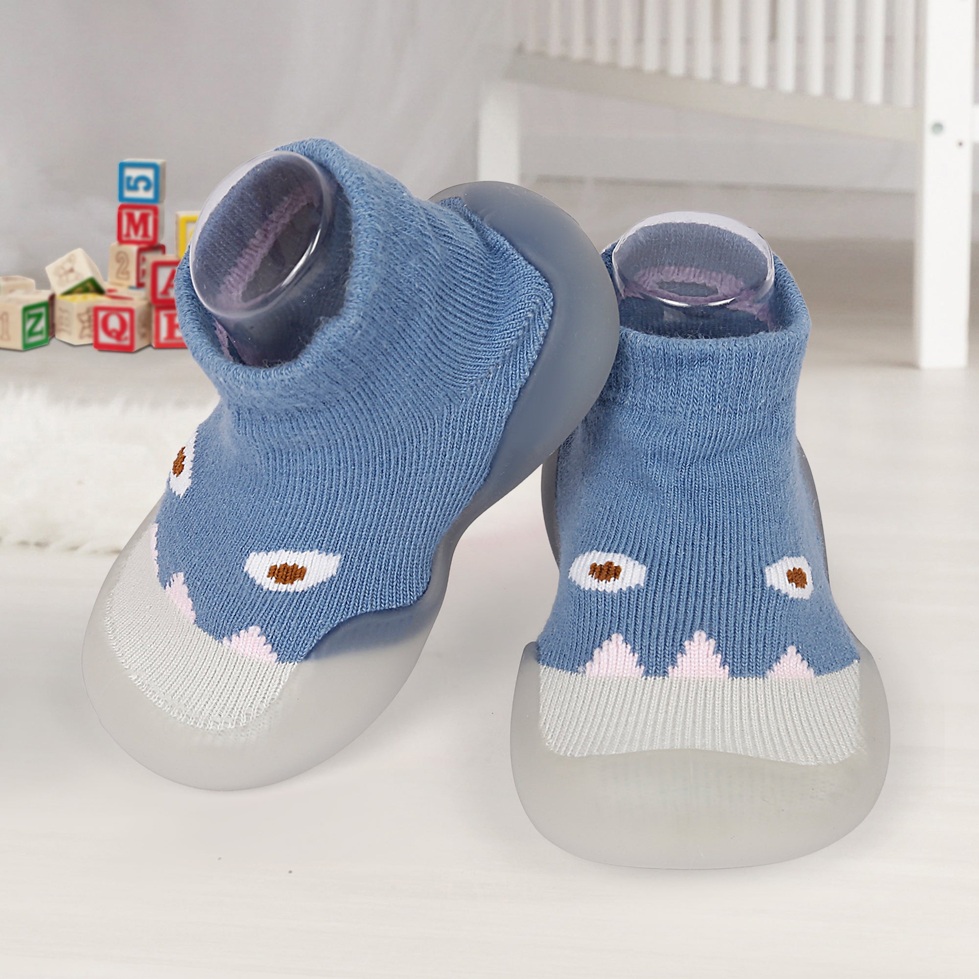 Cute Eye Anti-Skid Slip-On Rubber Sole Shoes - Blue - Baby Moo