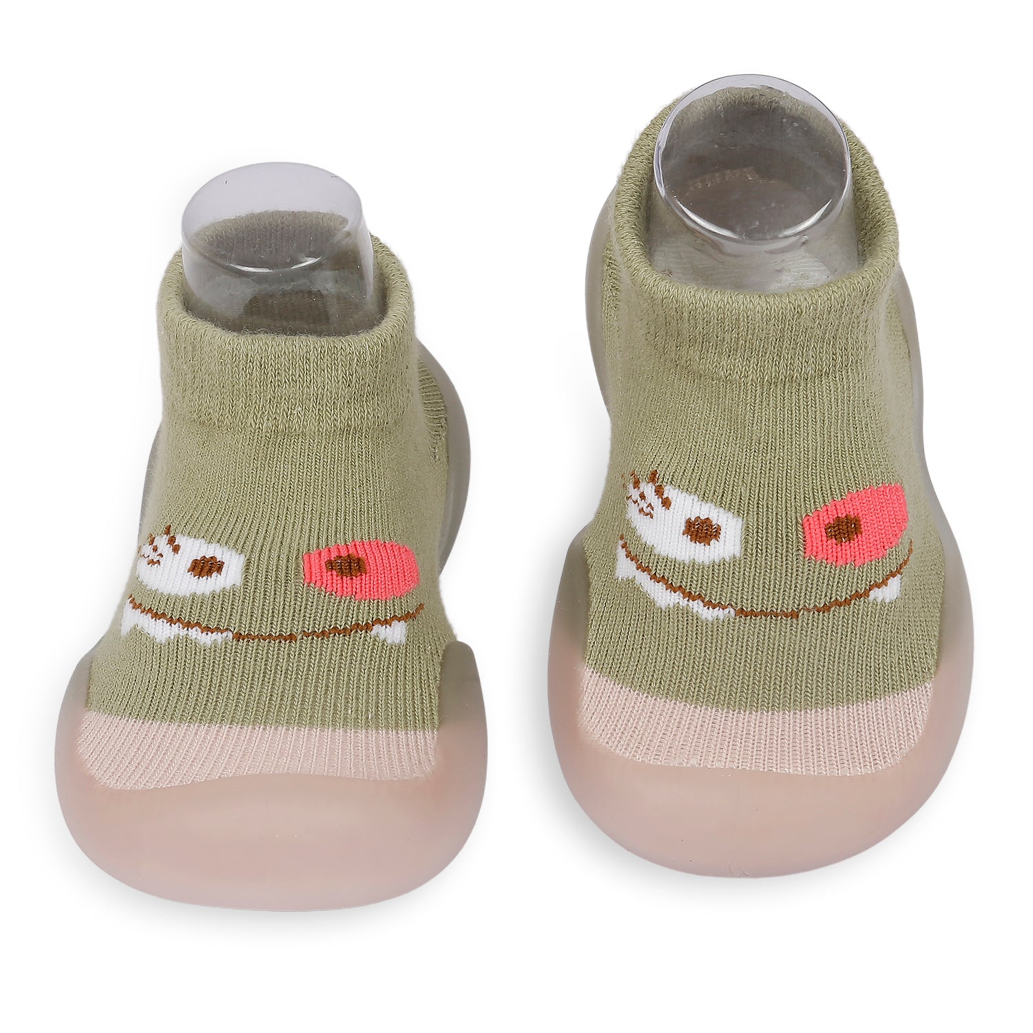Cute Eye Anti-Skid Slip-On Rubber Sole Shoes - Olive Green - Baby Moo