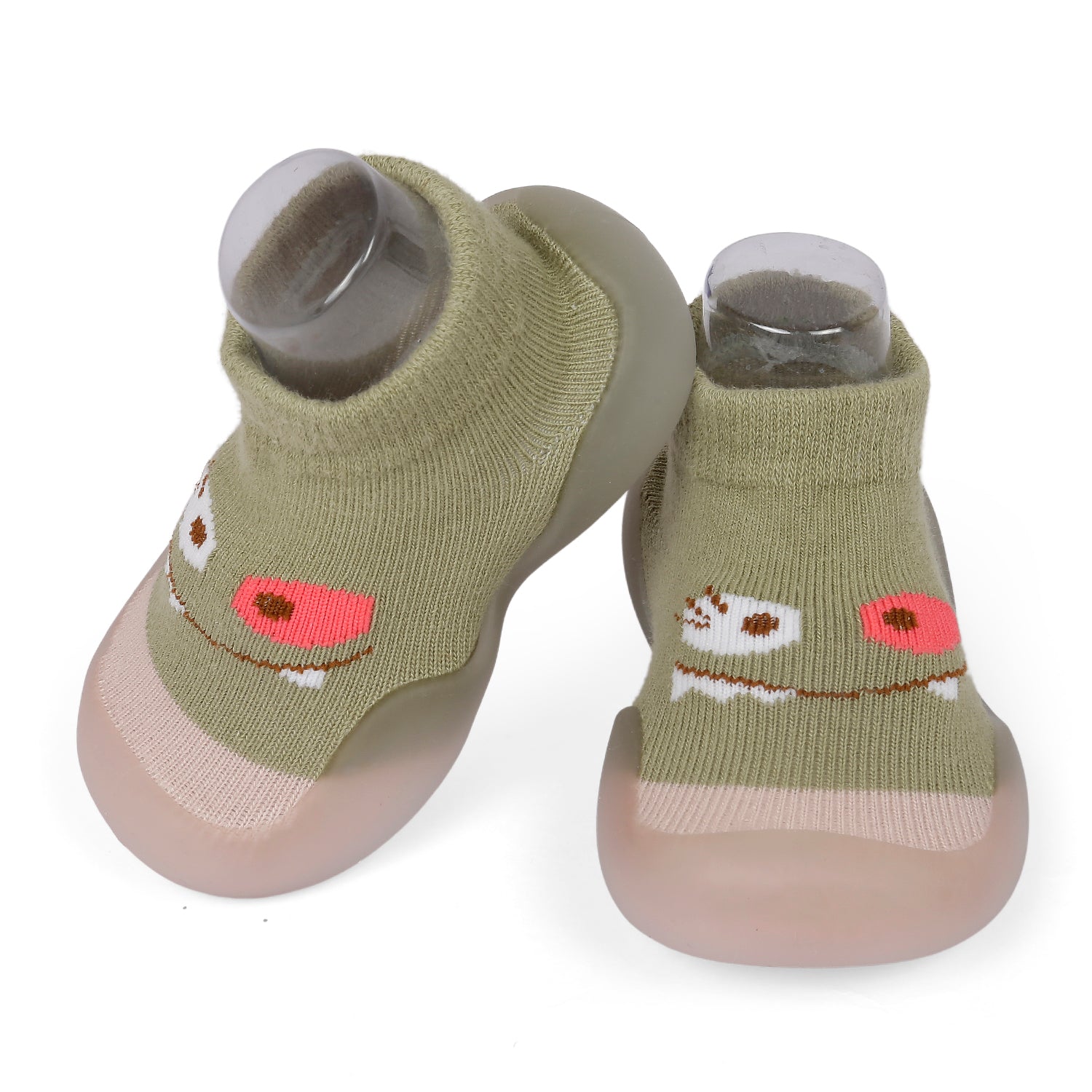 Cute Eye Anti-Skid Slip-On Rubber Sole Shoes - Olive Green - Baby Moo