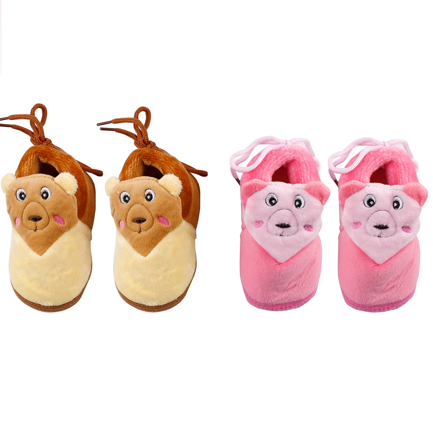 Cuddly Bear Pink And Yellow 2 Pk Booties - Baby Moo