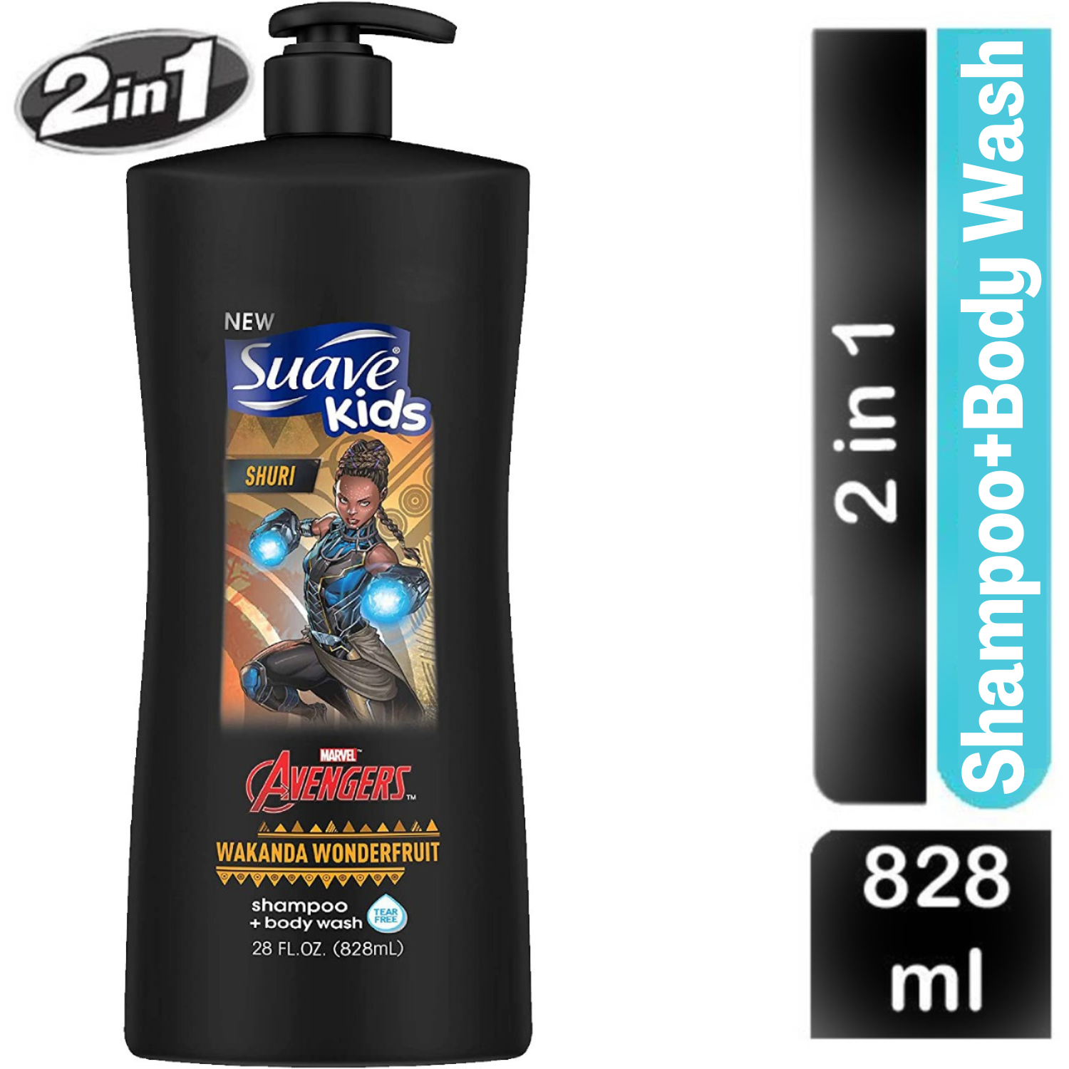 Suave Kids 2in1 Shampoo + Body Wash Avengers Shuri Wakanda Wonderfruit 828ml Black - Baby Moo