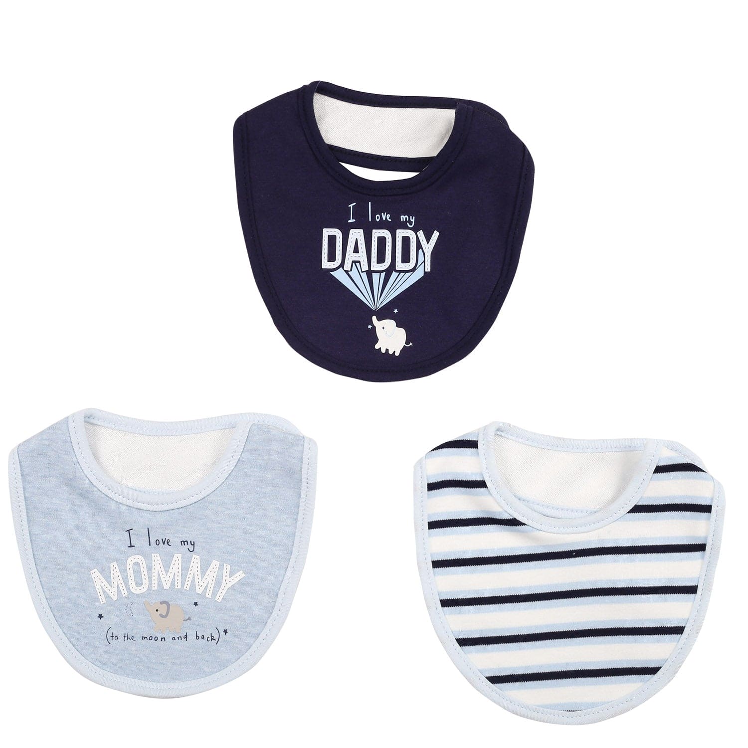 Happy Parenting Blue 3 Pk Bibs - Baby Moo