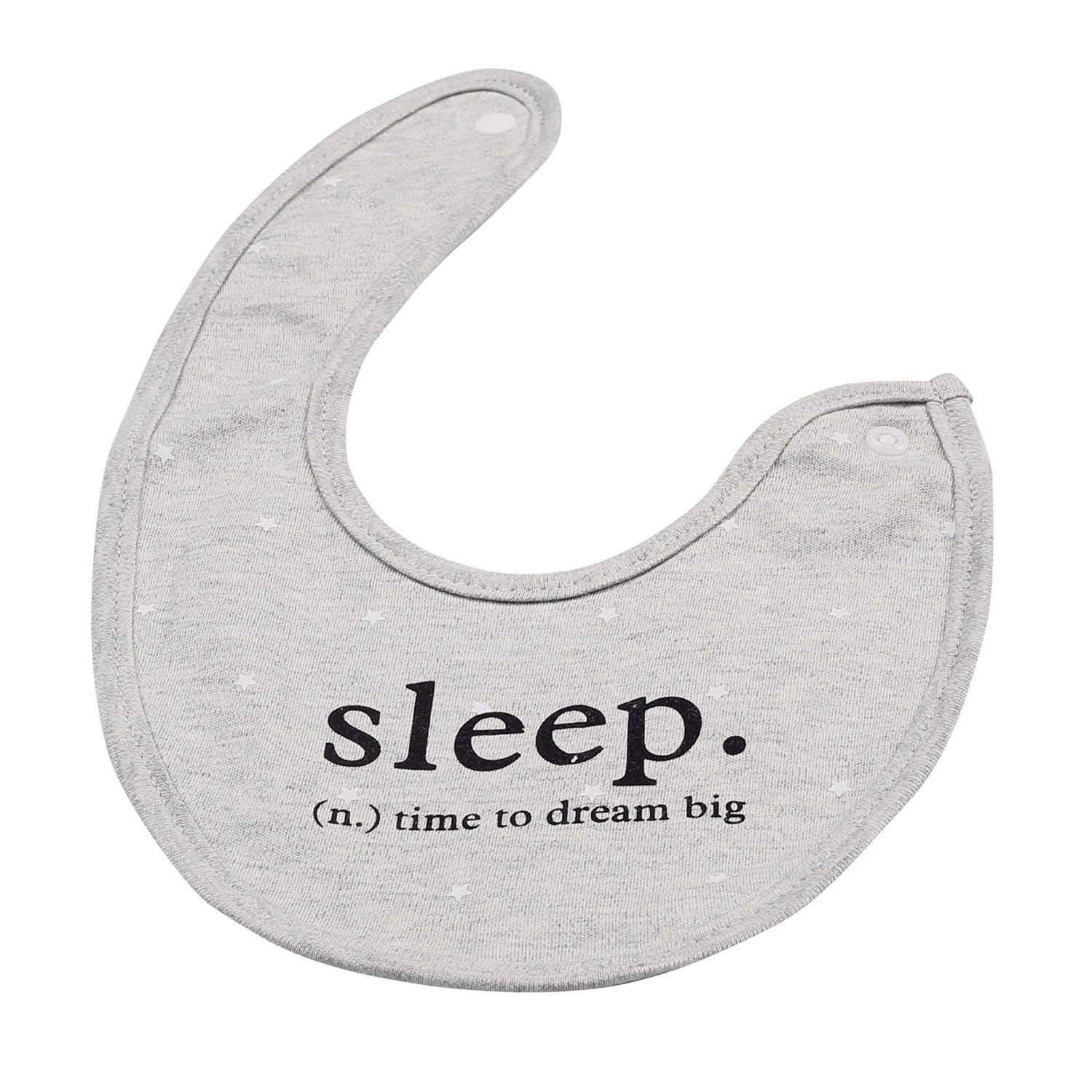 Eat, Sleep, Dream, Repeat Grey Tones 3 Pk Bibs - Baby Moo