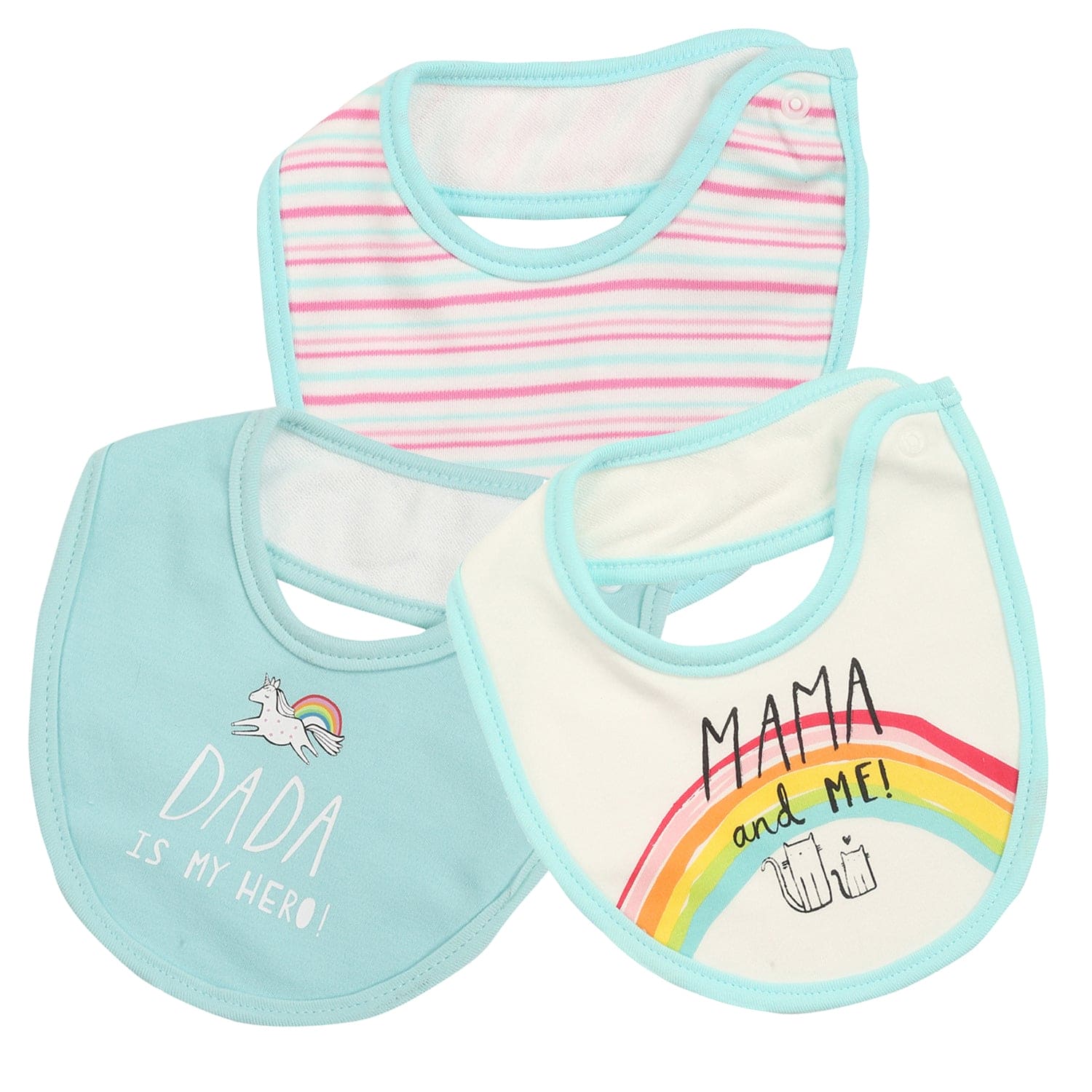 Unicorns And Rainbows Multicolour 3 Pk Bibs - Baby Moo