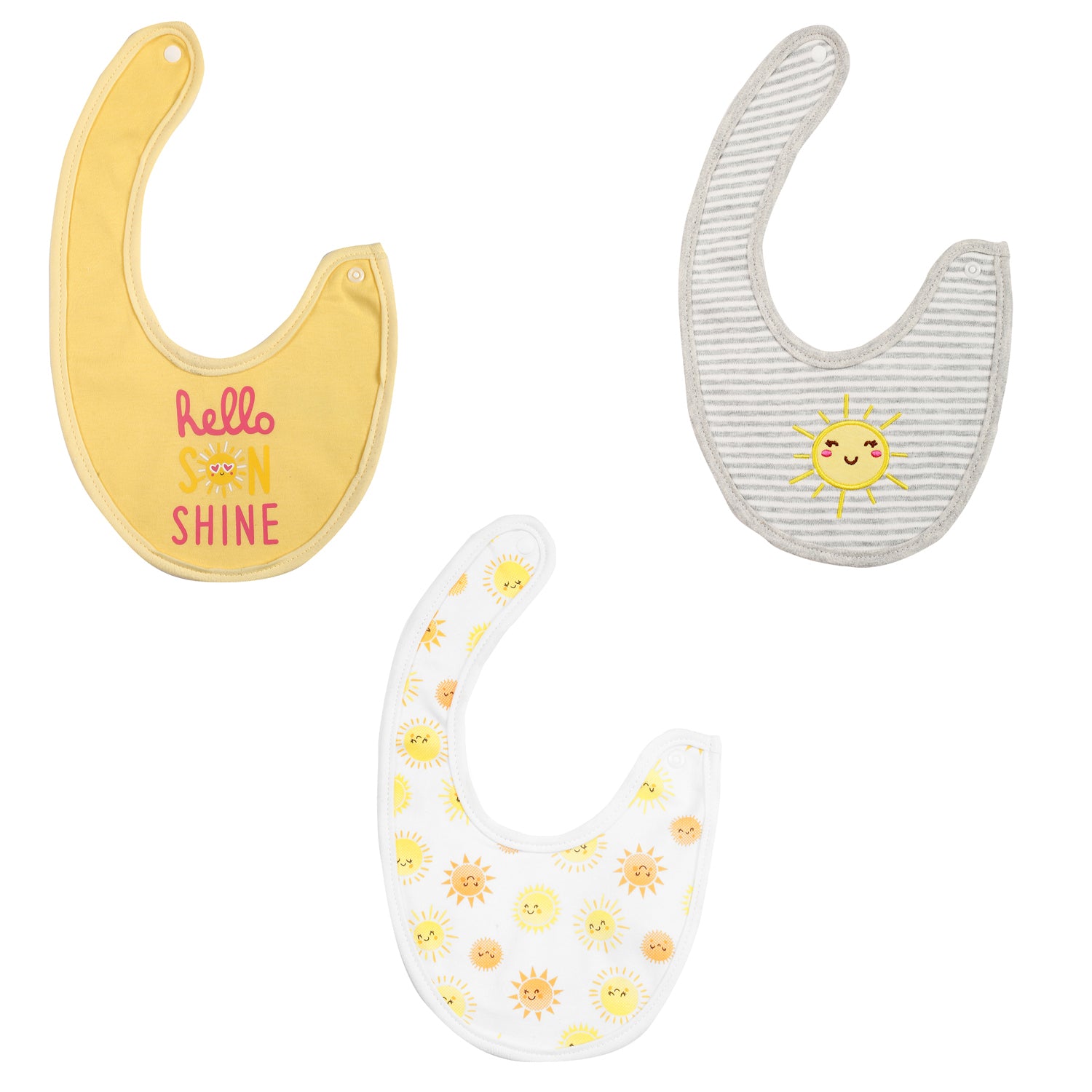 Hello Sunshine Yellow 3 Pk Bibs - Baby Moo