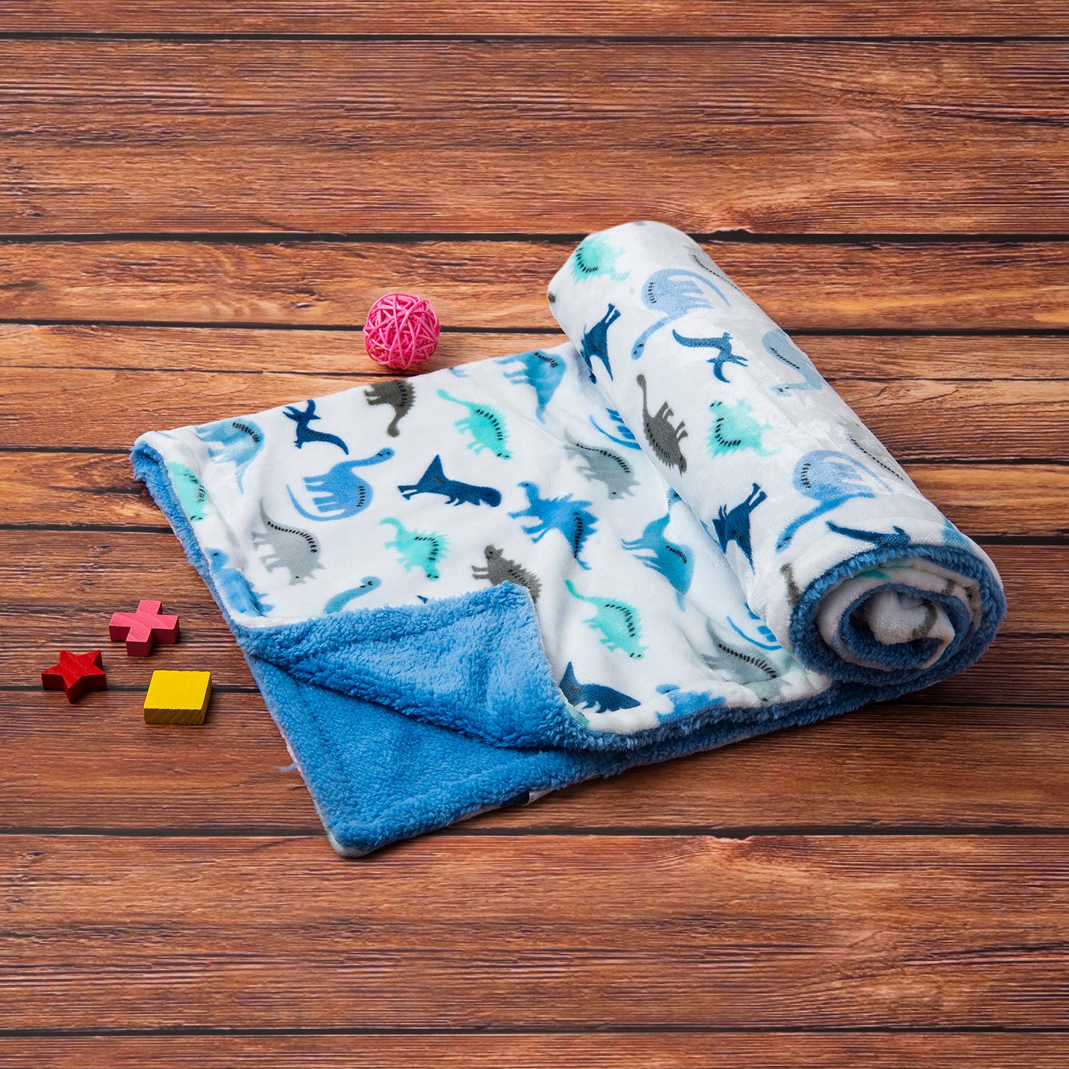 Dinosaur Soft Cozy Plush Blanket Blue - Baby Moo