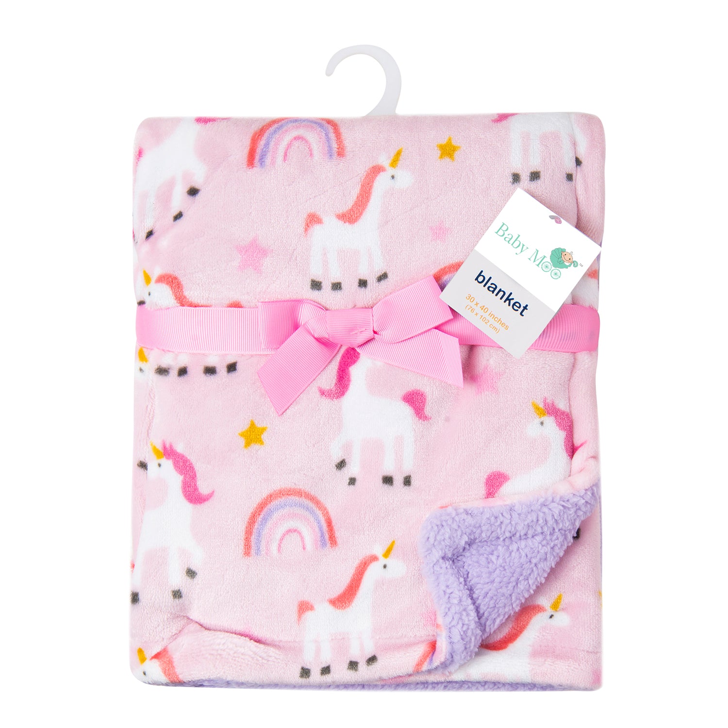 Whimsical Unicorn Soft Cozy Plush Blanket Pink - Baby Moo