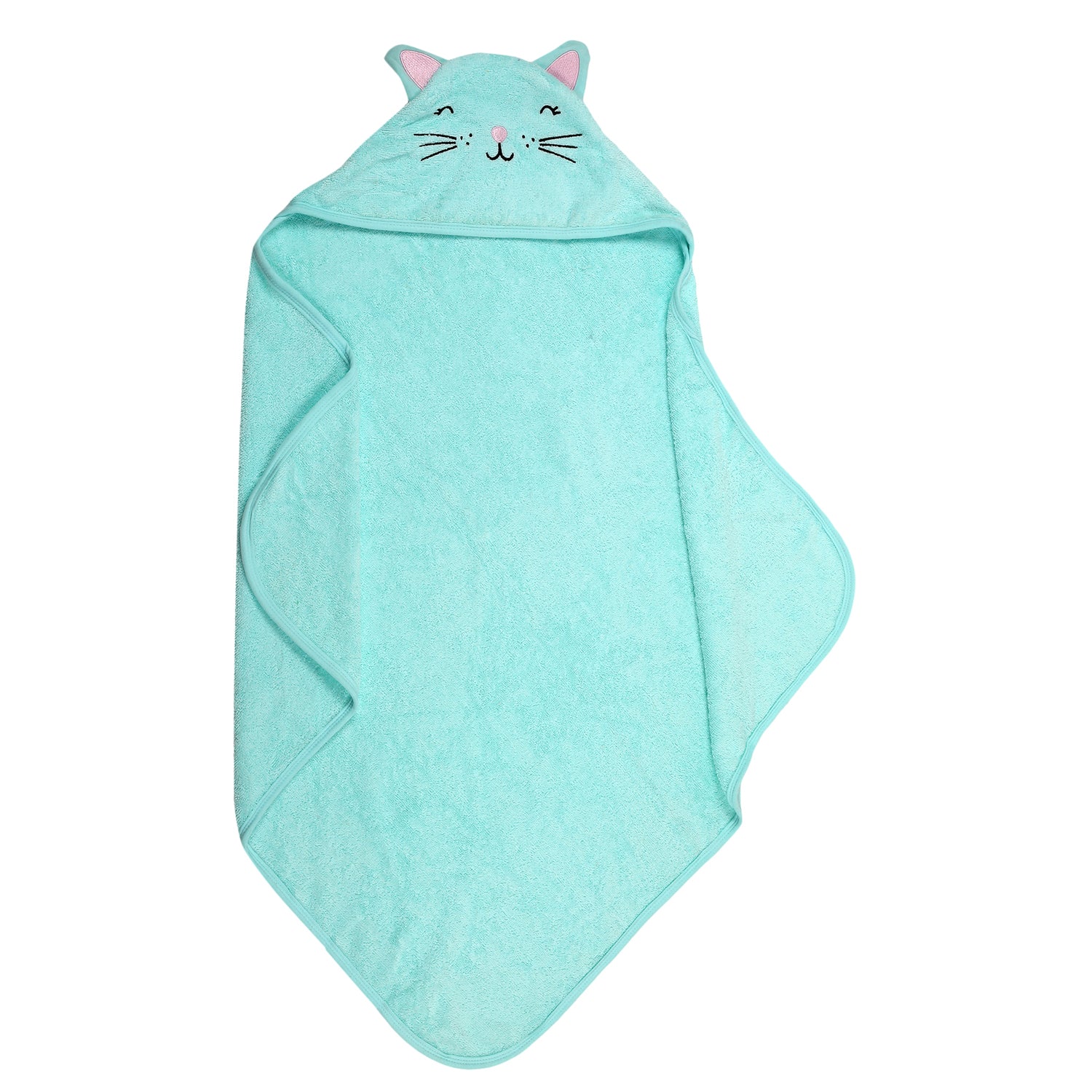Cute Cat Sea Green Hooded Towel - Baby Moo