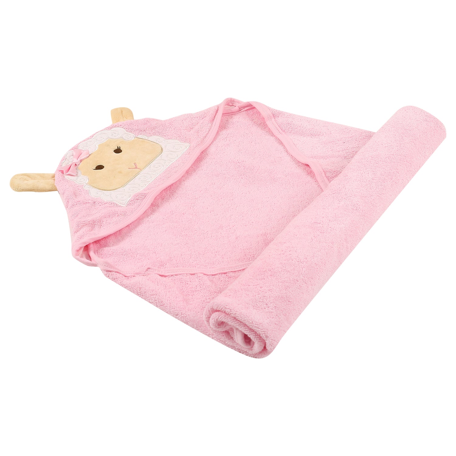 Sheep Pink Hooded Towel - Baby Moo