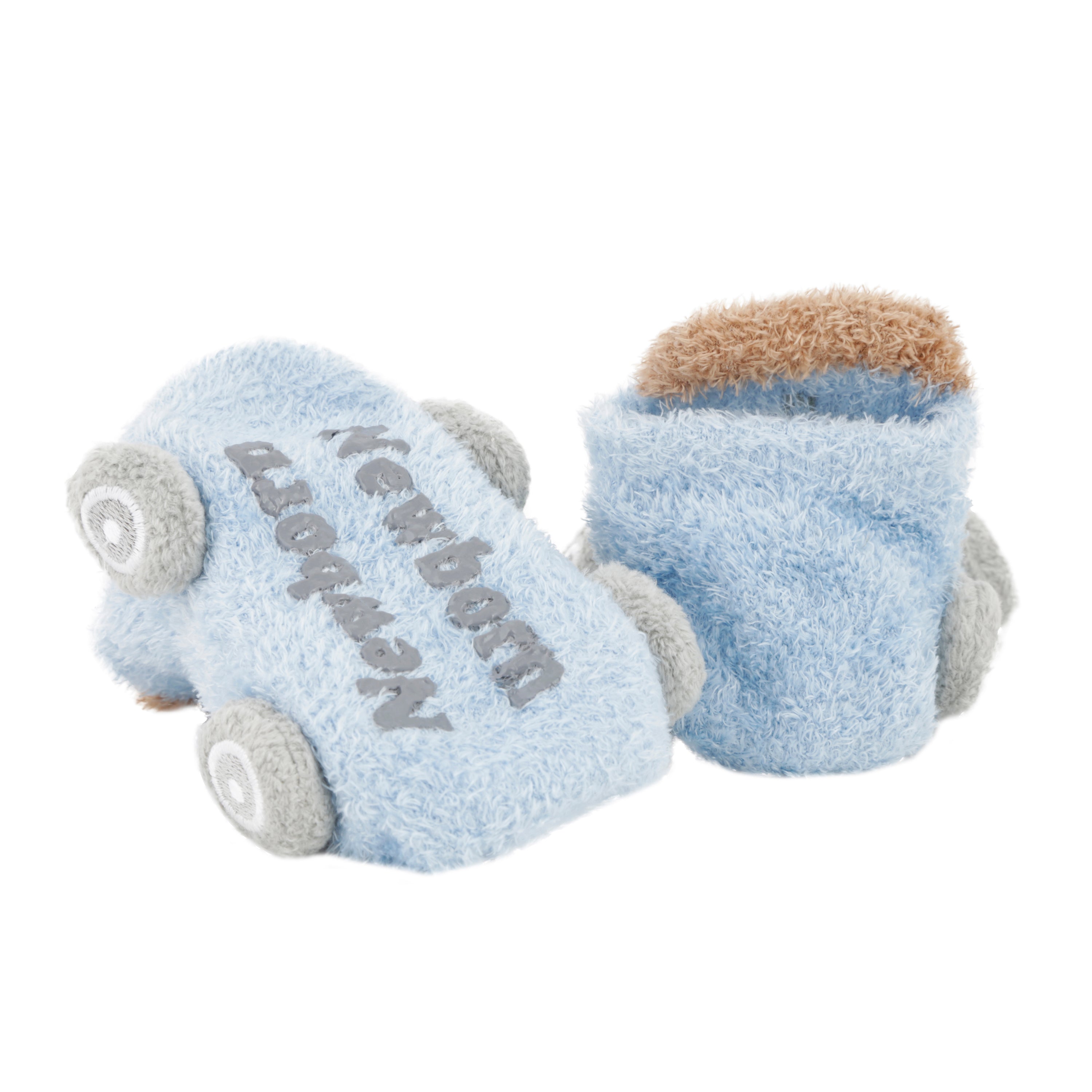 Socks On Wheels Brown And Light Blue 2 Pk - Baby Moo