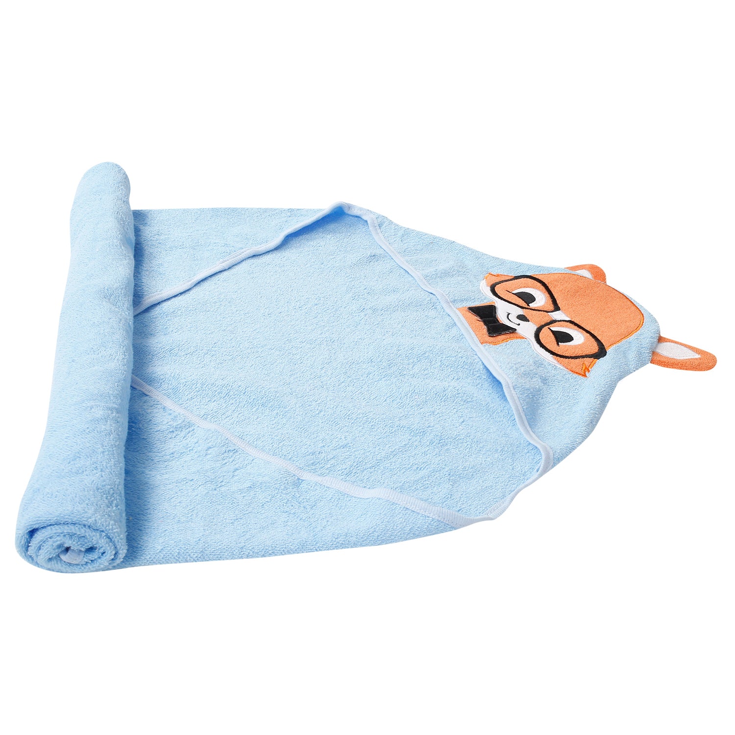 Nerdy Fox Blue Hooded Towel - Baby Moo