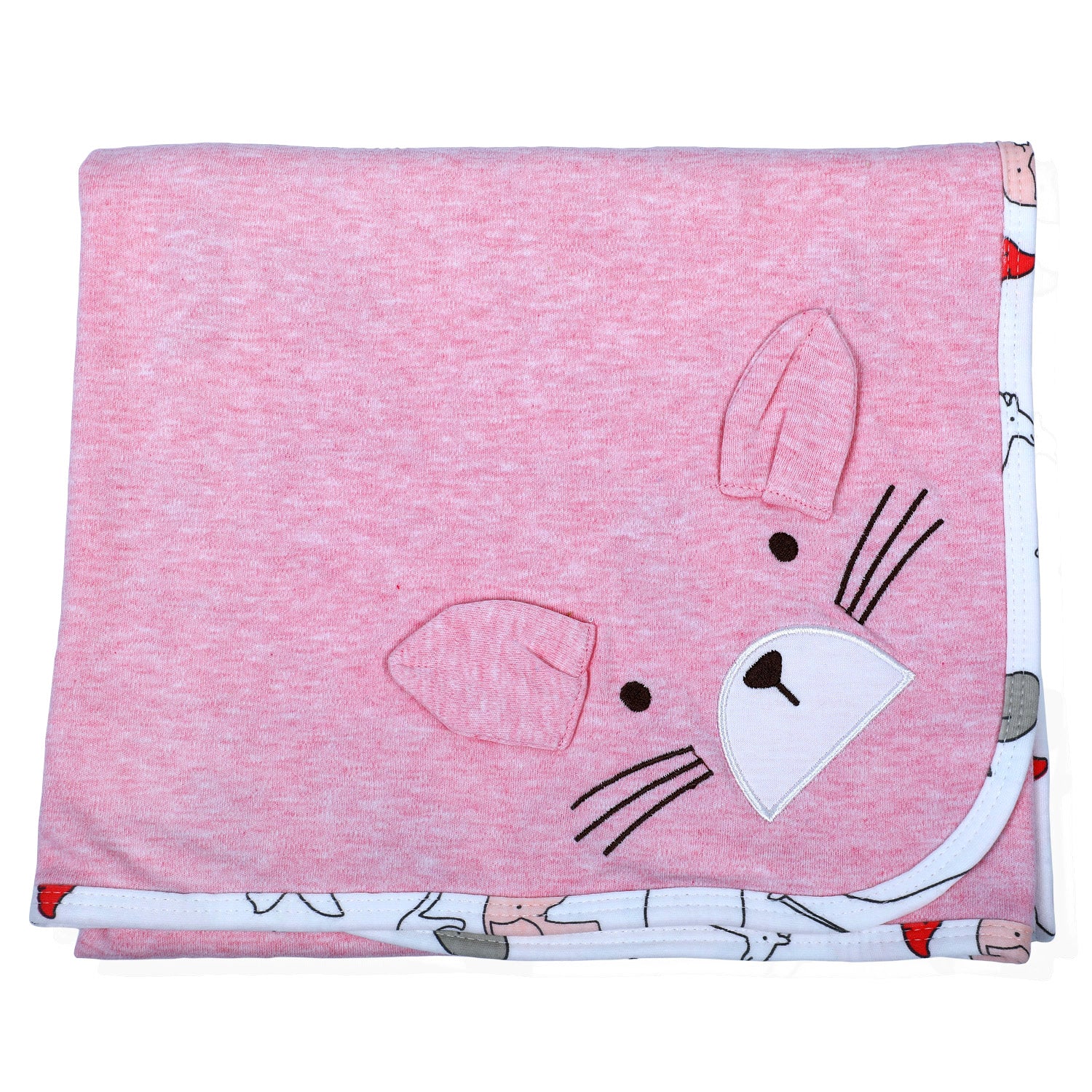 Baby Moo 3D Ear Cat Soft Reversible Wrapper - Pink